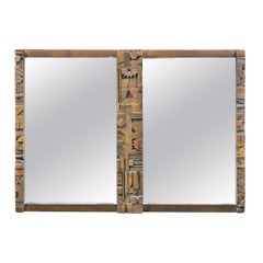 Vintage Mid-Century Modern Brutalist Mirror in the Style of Lane Furniture