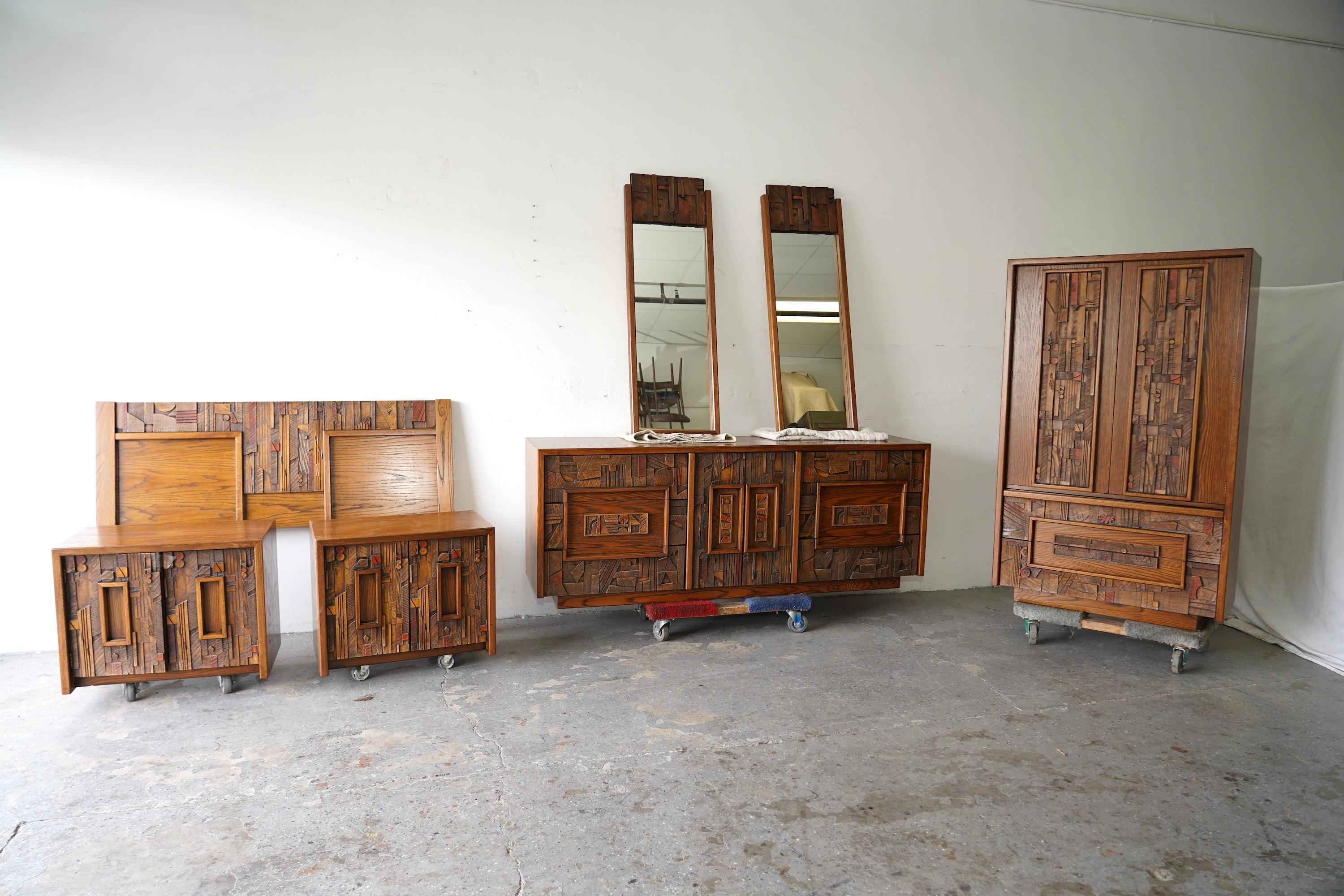 Mid-Century Modern Brutalist Mirrors by Lane, “Pueblo” Collection For Sale 4