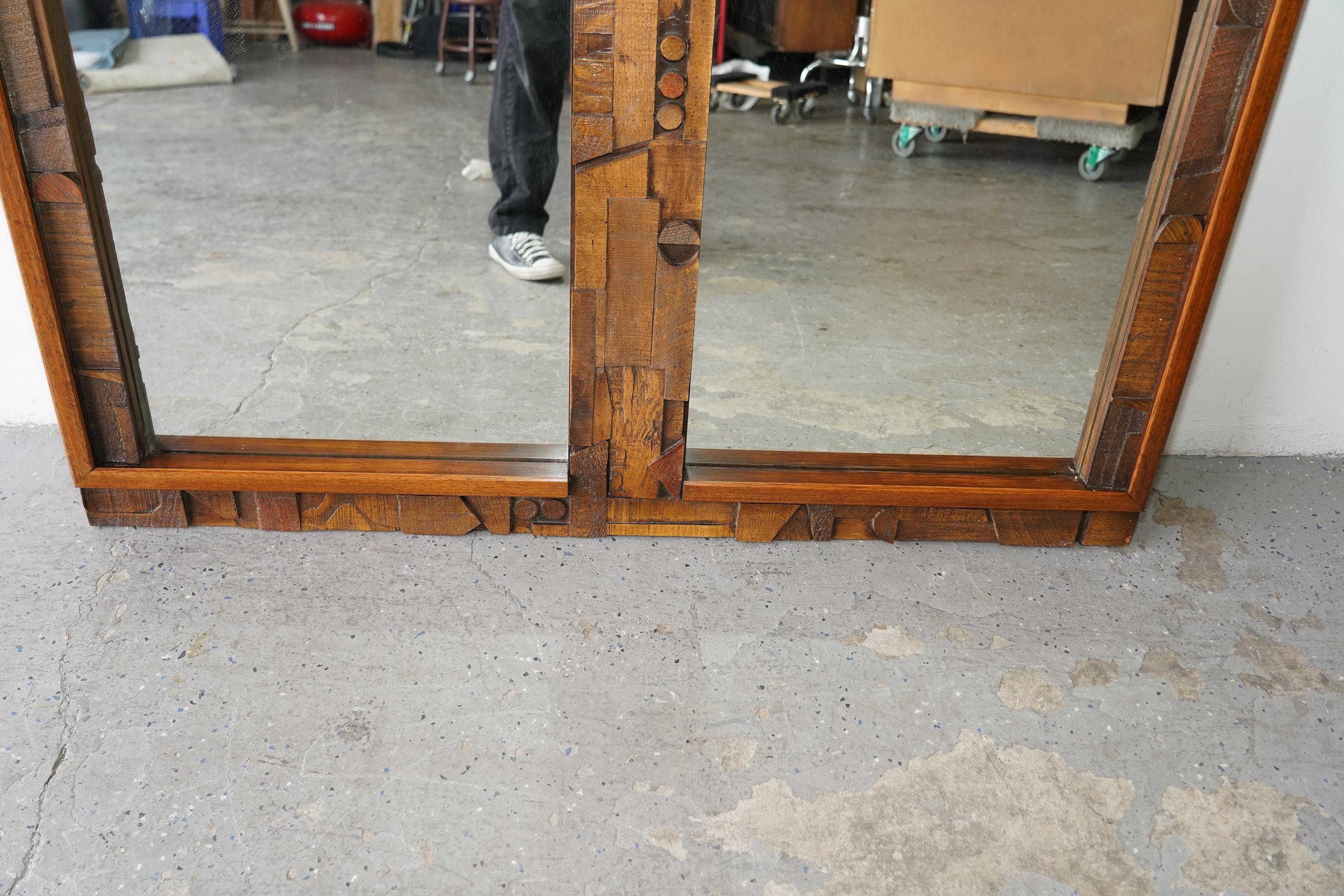 Late 20th Century Mid-Century Modern Brutalist Mirrors by Lane, “Pueblo” Collection For Sale