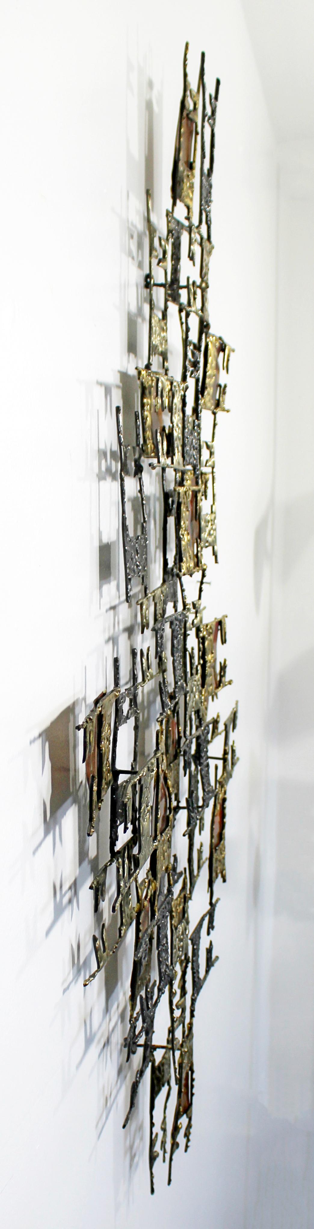 Late 20th Century Mid-Century Modern Brutalist Mixed Metal Abstract Wall Sculpture, 1970s
