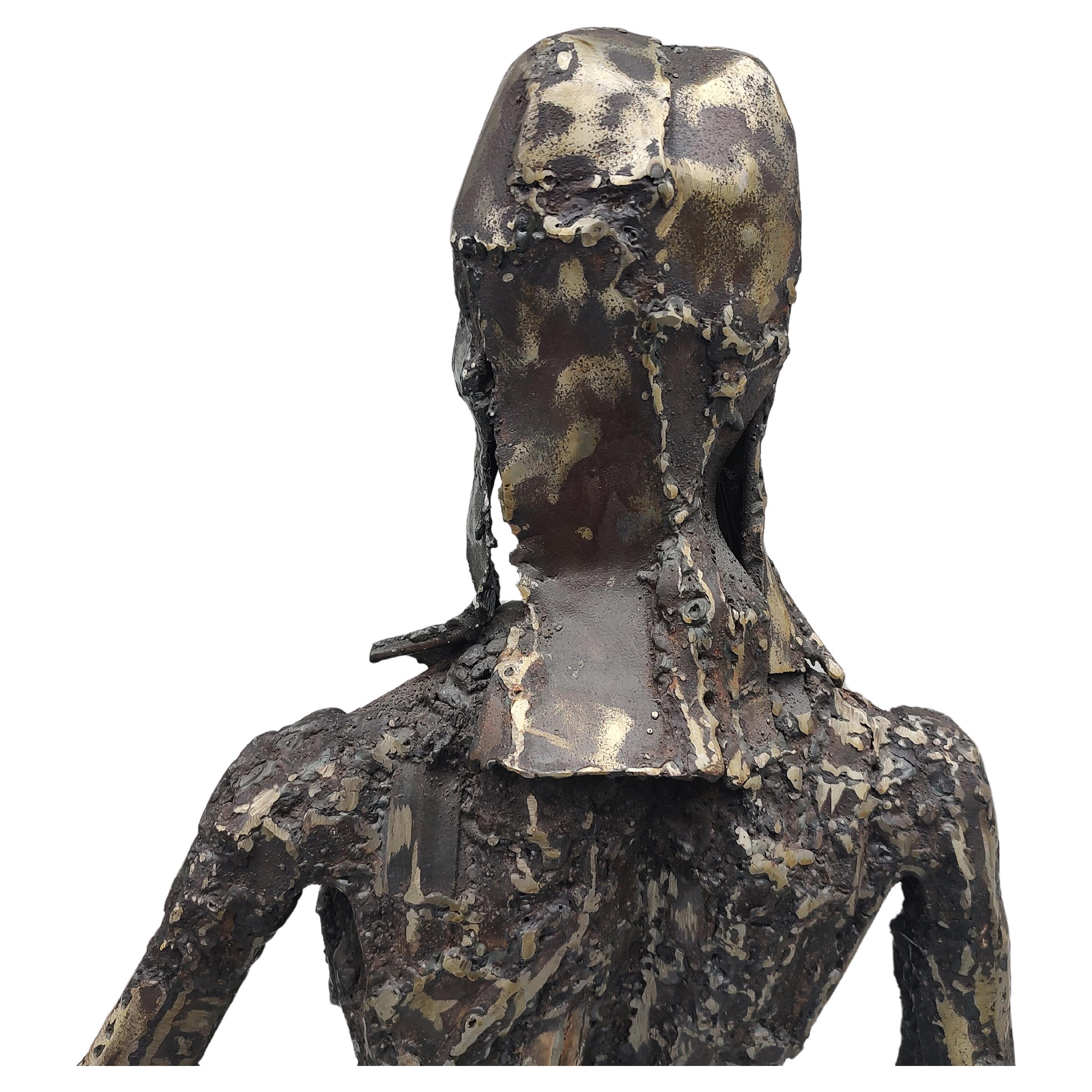 Mid Century Modern Brutalist Mixed Metals Figurative Sculpture of a Woman C1970 For Sale 5
