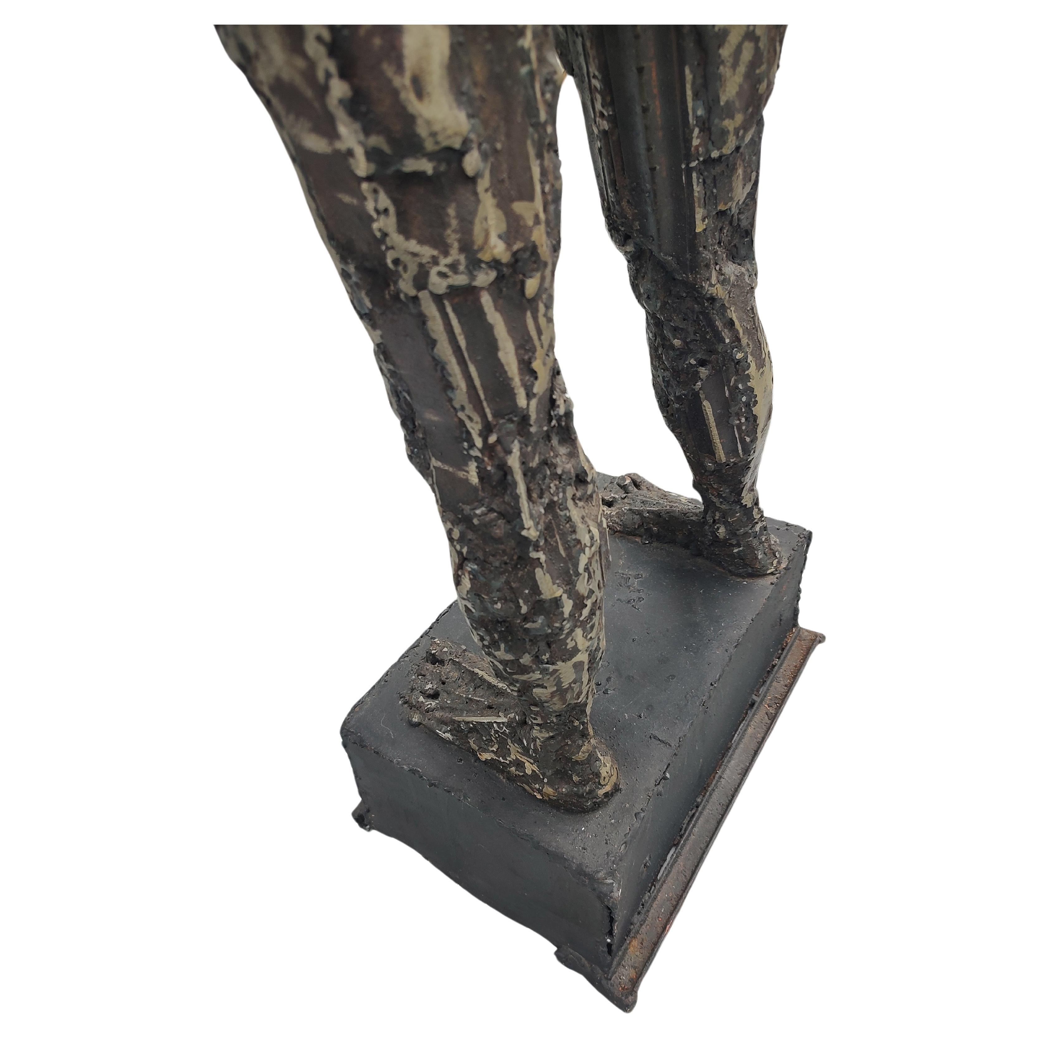 Mid Century Modern Brutalist Mixed Metals Figurative Sculpture of a Woman C1970 For Sale 7