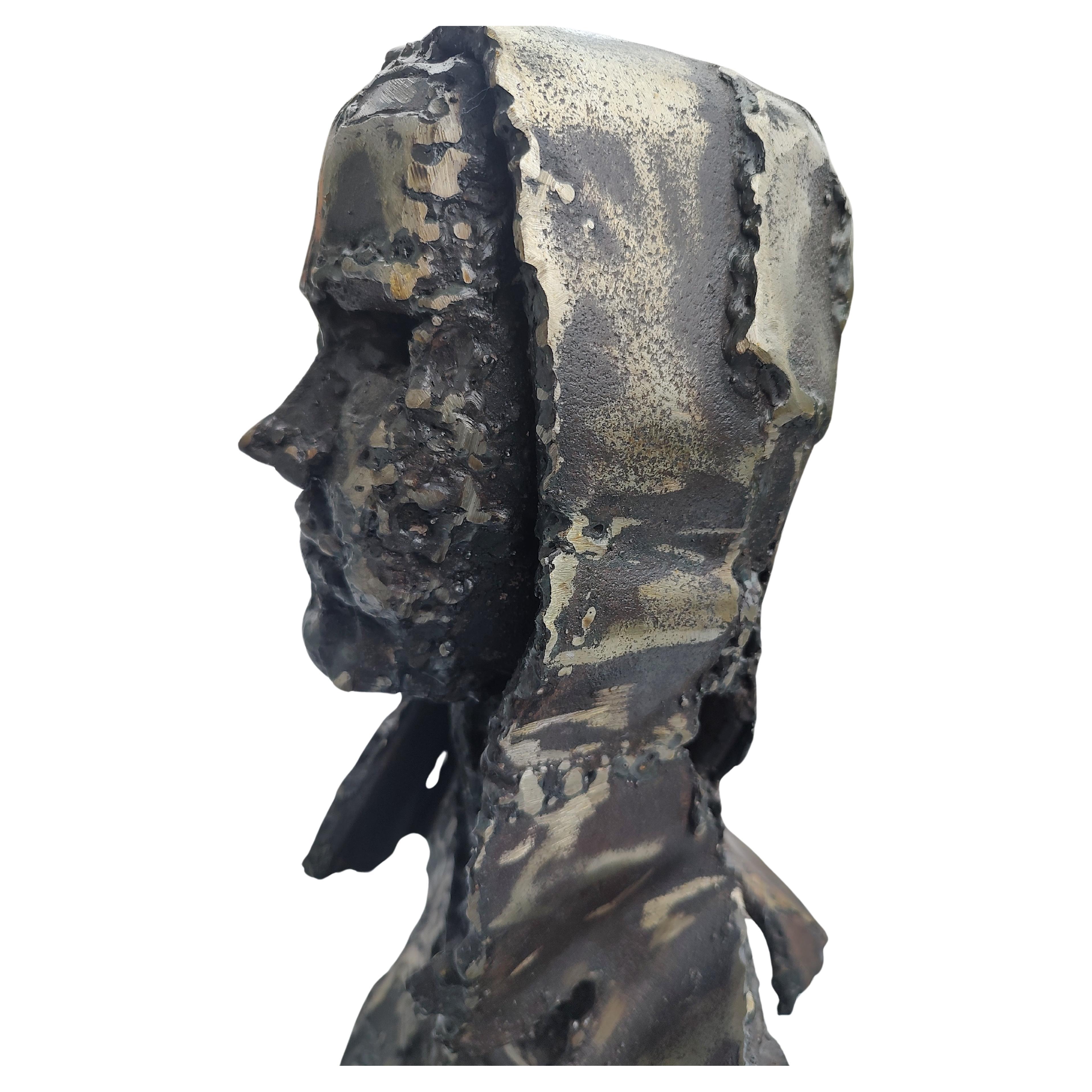 Mid Century Modern Brutalist Mixed Metals Figurative Sculpture of a Woman C1970 For Sale 10