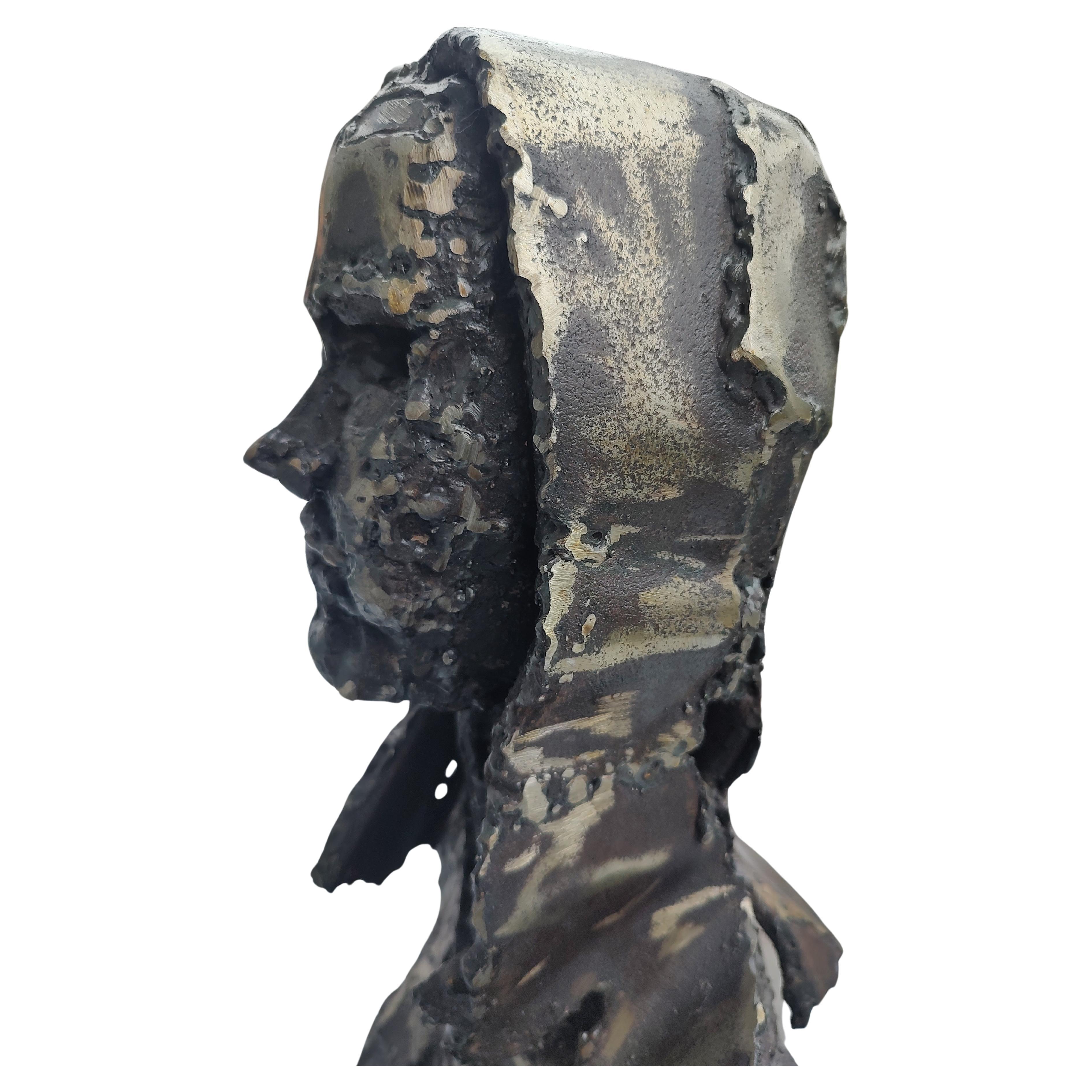Mid Century Modern Brutalist Mixed Metals Figurative Sculpture of a Woman C1970 For Sale 11
