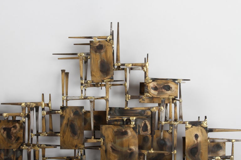 Mid-Century Modern Brutalist Nail Wall Sculpture by Artist Marc Weinstein In Good Condition For Sale In St. Louis, MO