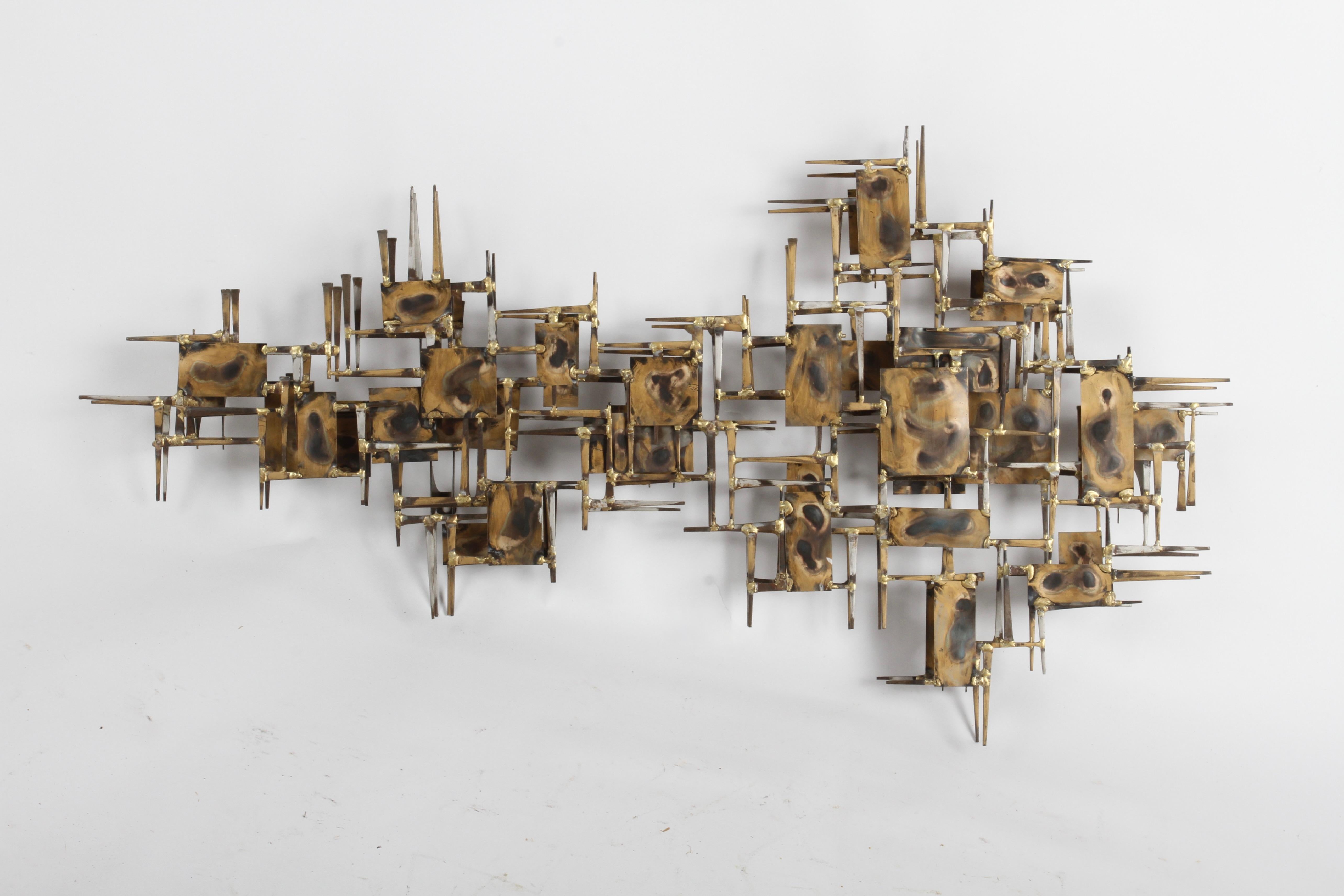 American Mid-Century Modern Brutalist Nail Wall Sculpture by Artist Marc Weinstein