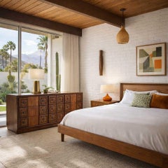 Mid-Century Modern Brutalist Nine-Drawer Lowboy Dresser