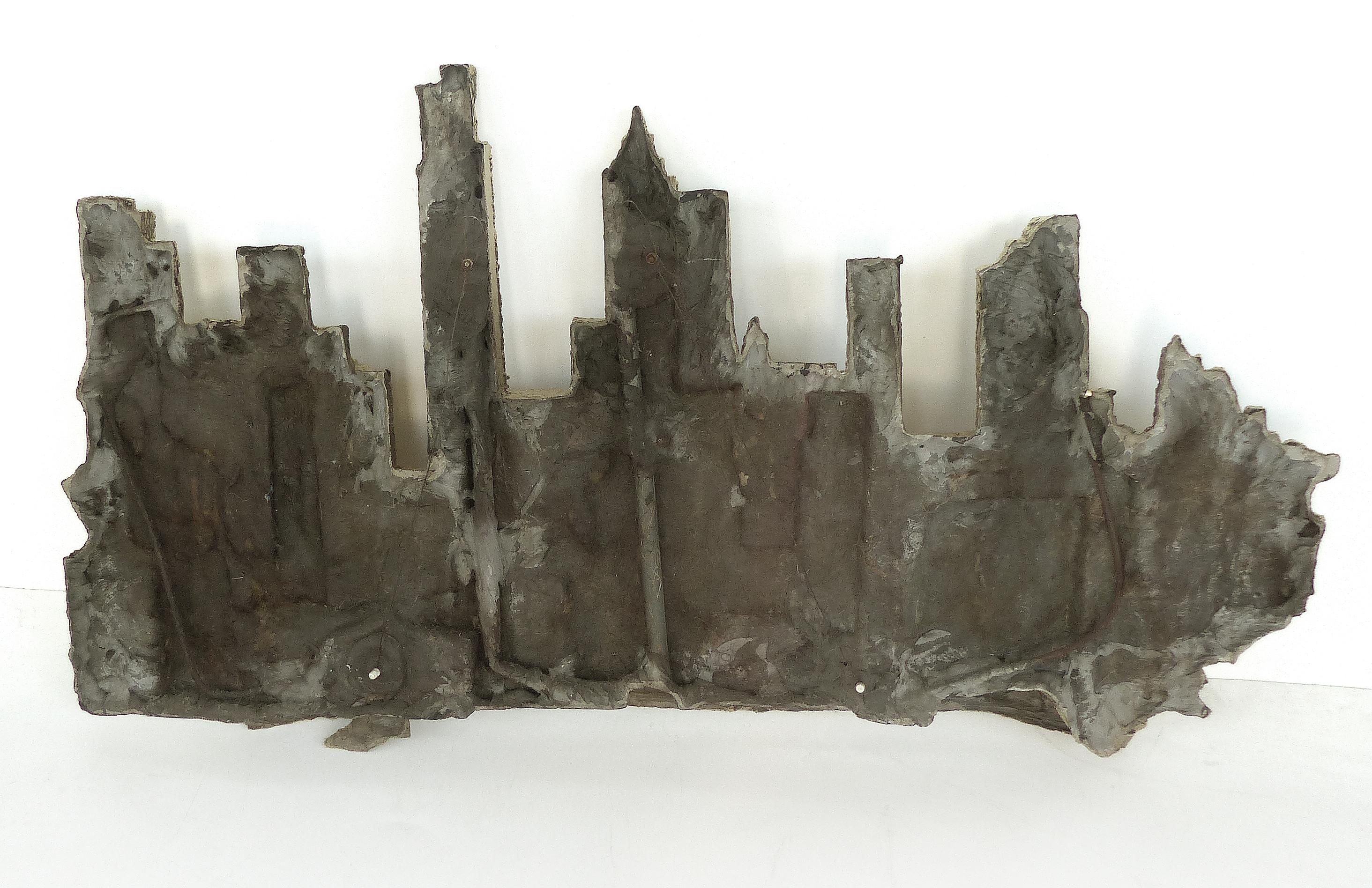 Mid-Century Modern Brutalist NYC Cityscape Wall Sculpture, Signed In Good Condition In Miami, FL