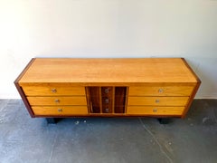 Mid Century Modern Brutalist Oak and Rosewood low long dresser