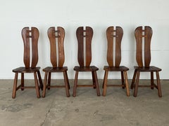 Mid-century Modern, Brutalist Oak Dining Chairs, Belgium, 1960s
