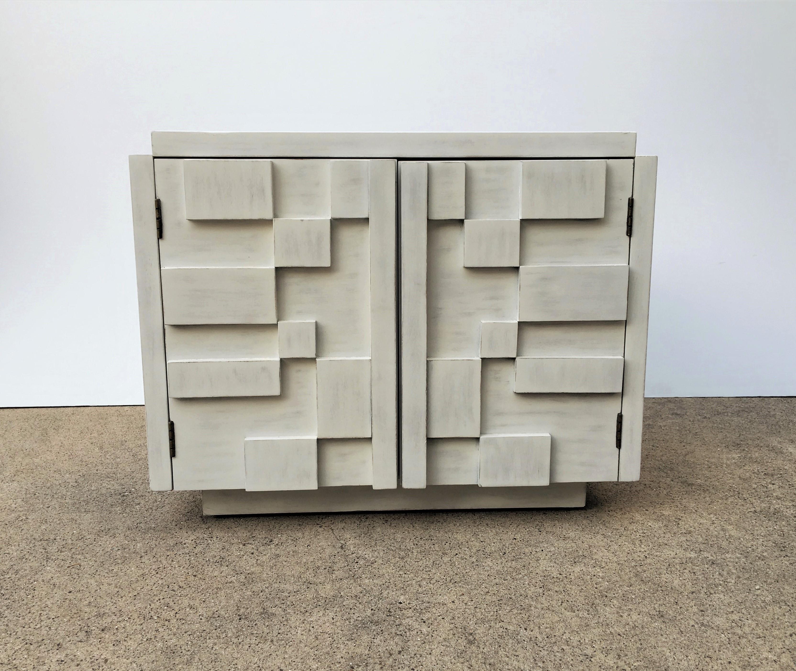 Inspired by Paul Evans this Brutalist / Cubist nightstands / side tables, 