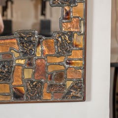 Mid-Century Modern Brutalist Patchwork Mirror in Brass, Copper, Bronze & Pewter