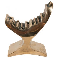 Vintage Mid-Century Modern Brutalist Polished Brass Menorah Signed by David A. Nelson
