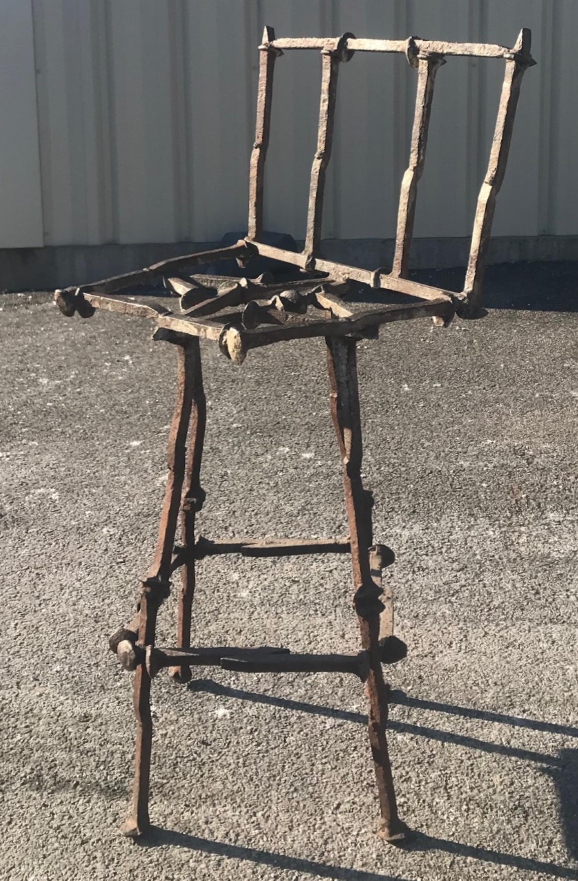 Steel Mid-Century Modern Brutalist Railroad Spikes Sculpture