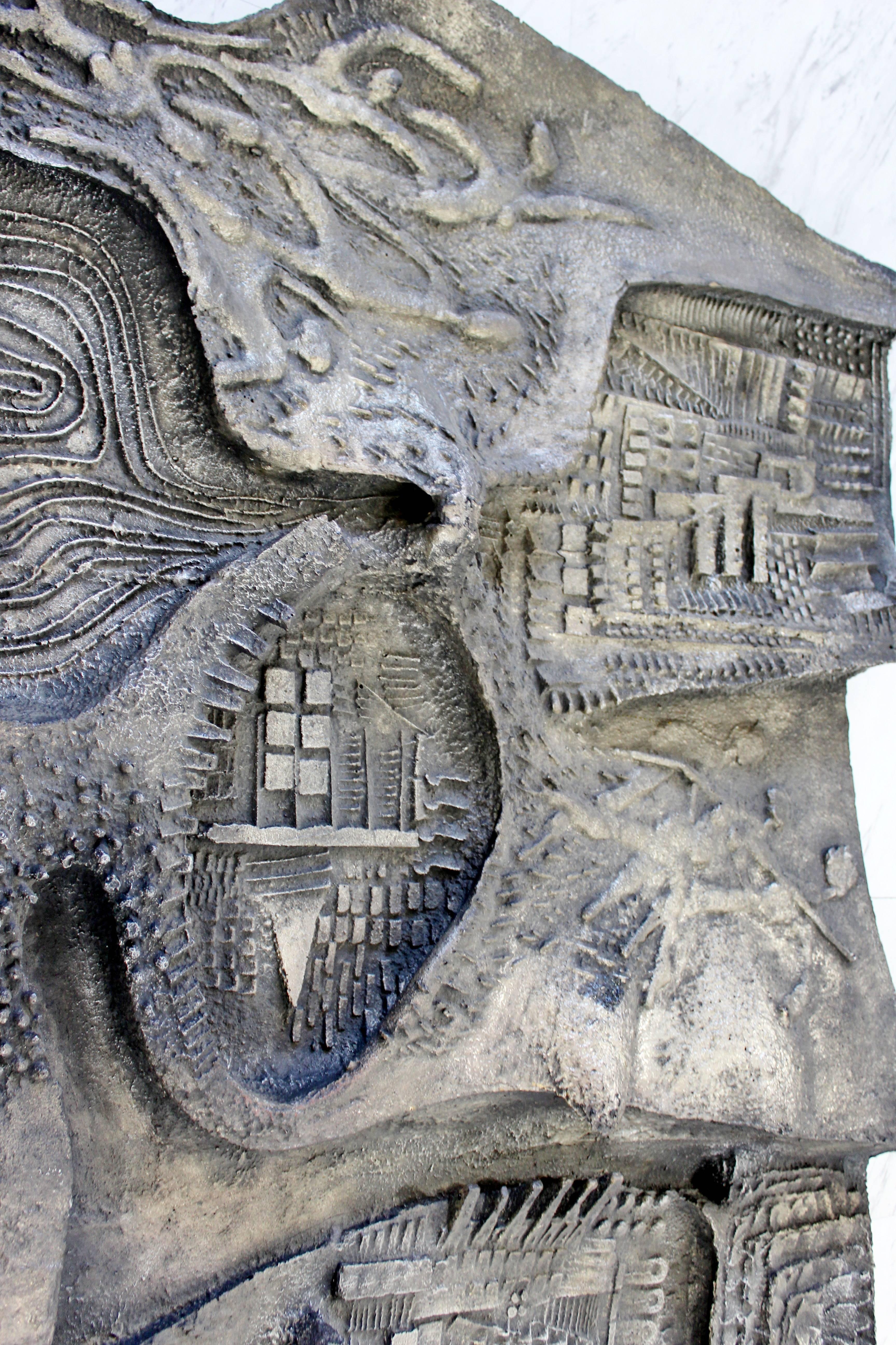 American Mid-Century Modern Brutalist Relief Wall Sculpture Finesse Originals Fiberglass