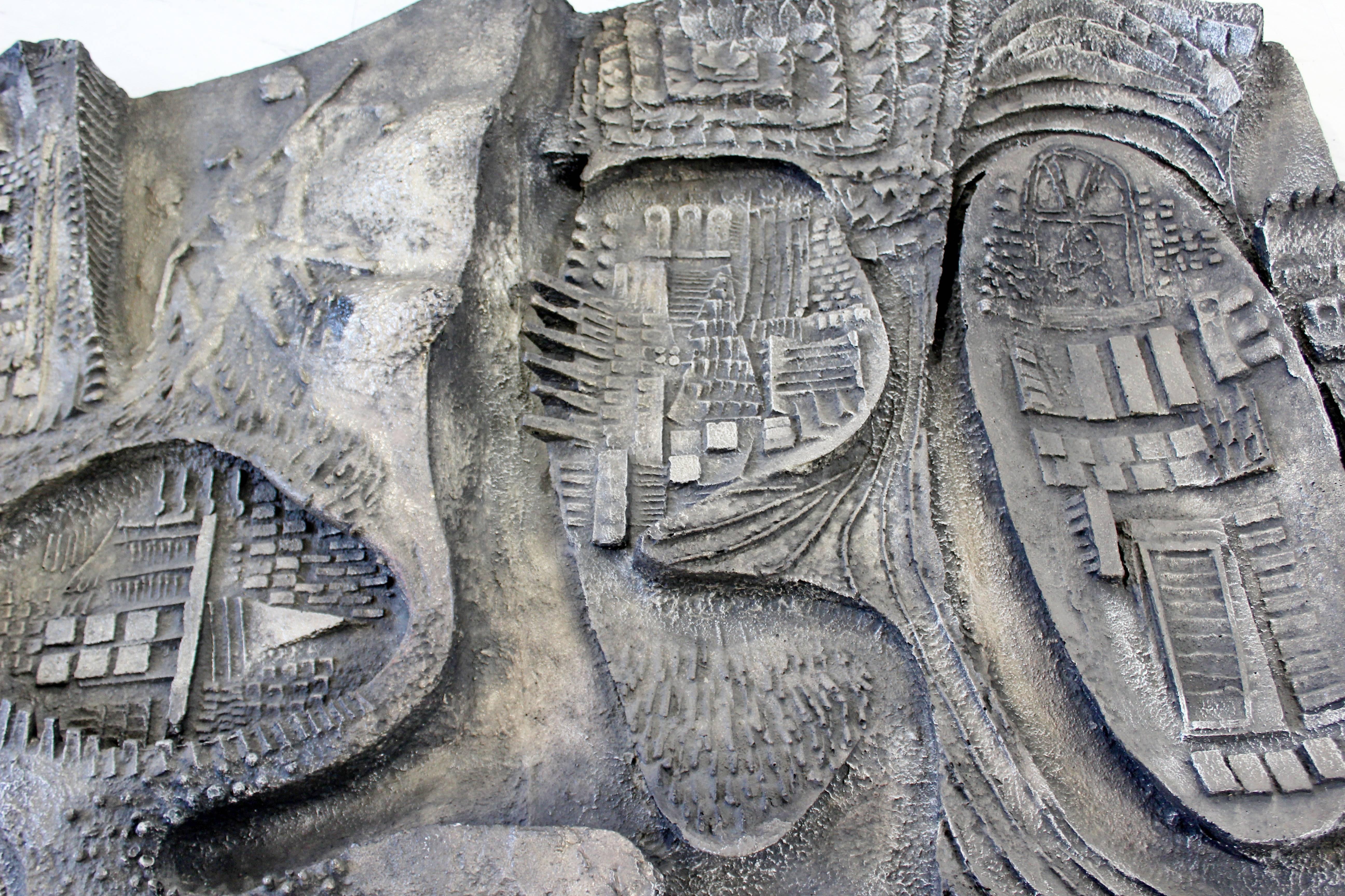 Mid-Century Modern Brutalist Relief Wall Sculpture Finesse Originals Fiberglass In Good Condition In Keego Harbor, MI