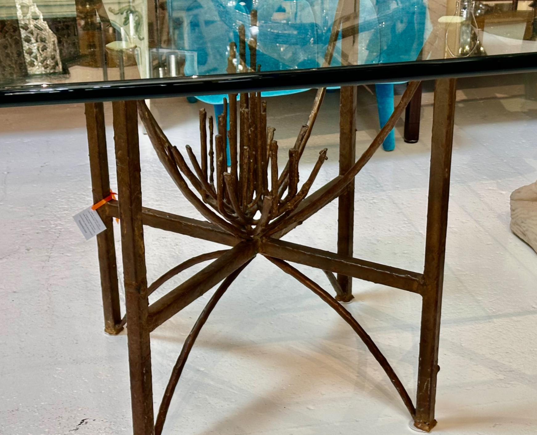 Glass Mid Century Modern Brutalist Sculptural Table For Sale