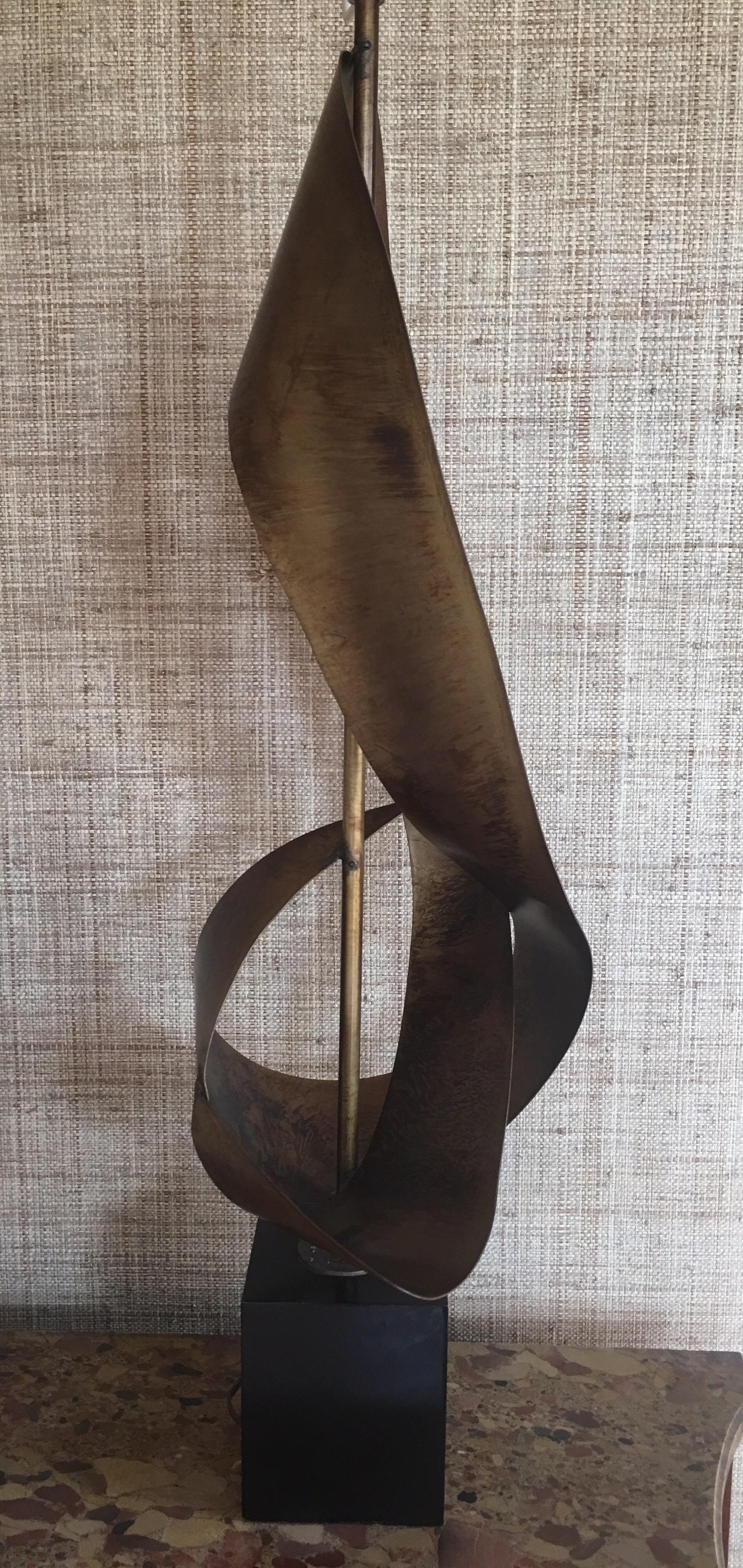 Metal Mid-Century Modern Brutalist Sculptural Table Lamp by Richard Barr for Laurel