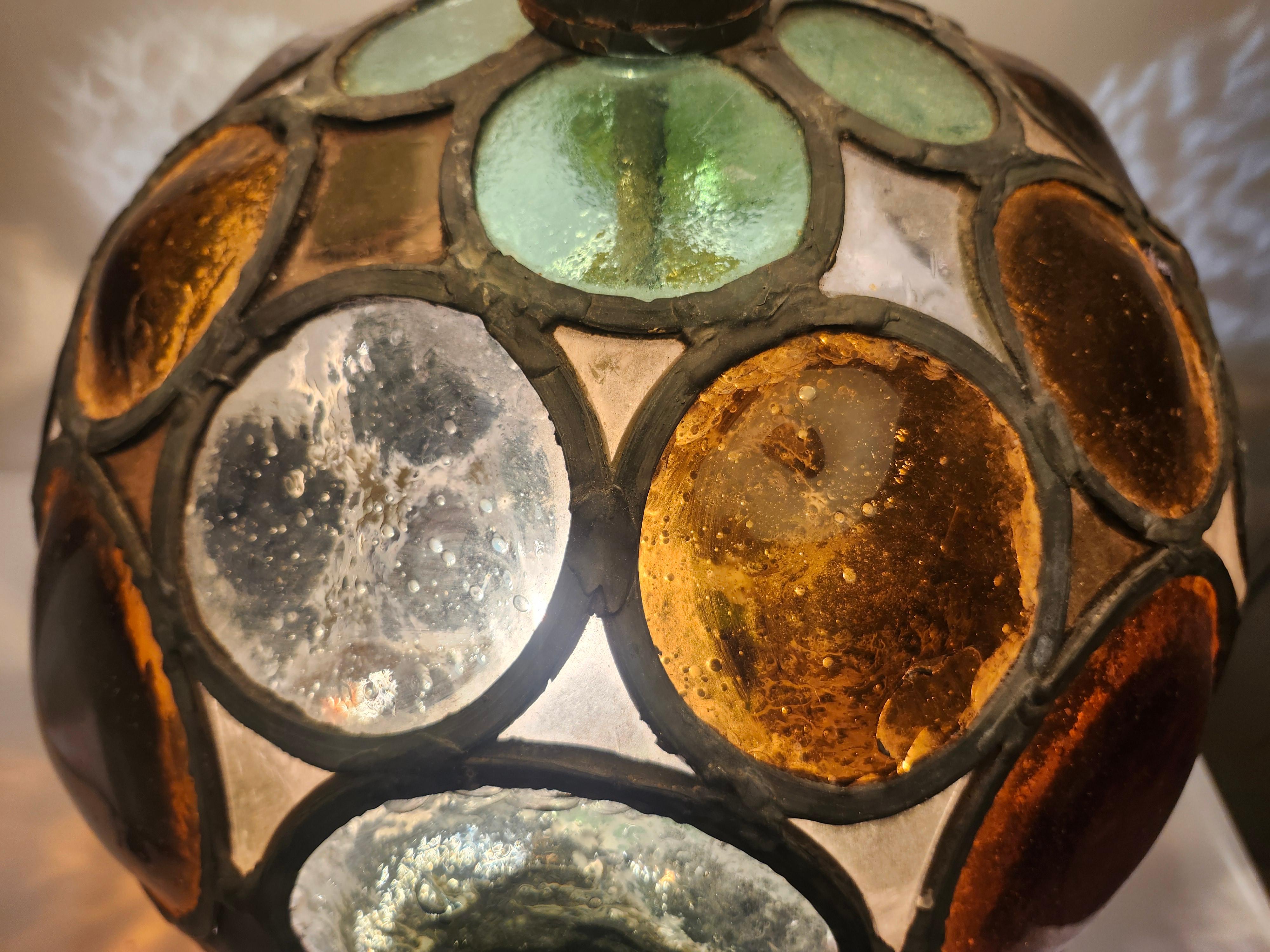 Lampe de table sculpturale brutaliste mi-siècle moderne avec verre architectural C1960 en vente 2