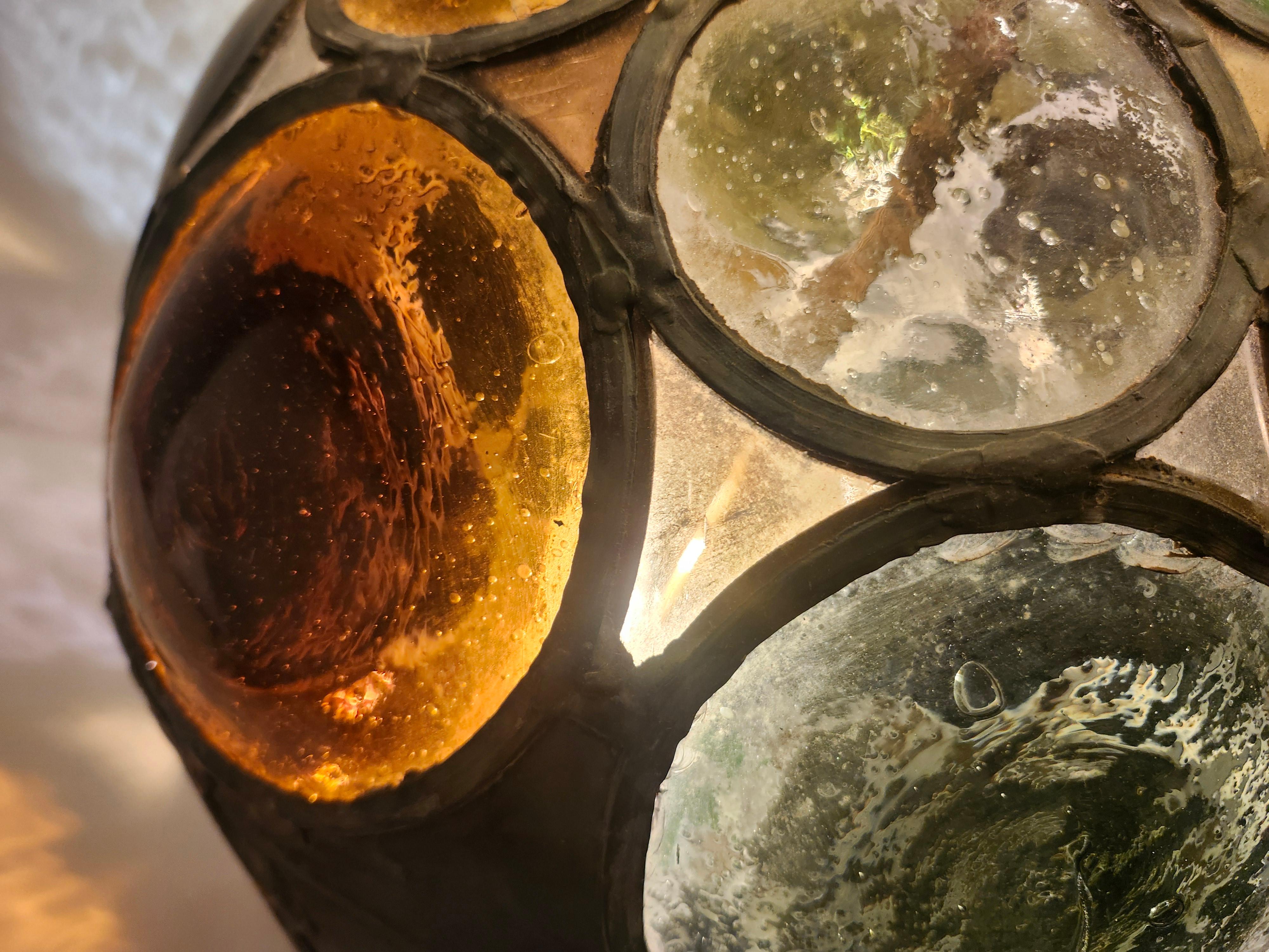 Lampe de table sculpturale brutaliste mi-siècle moderne avec verre architectural C1960 en vente 4