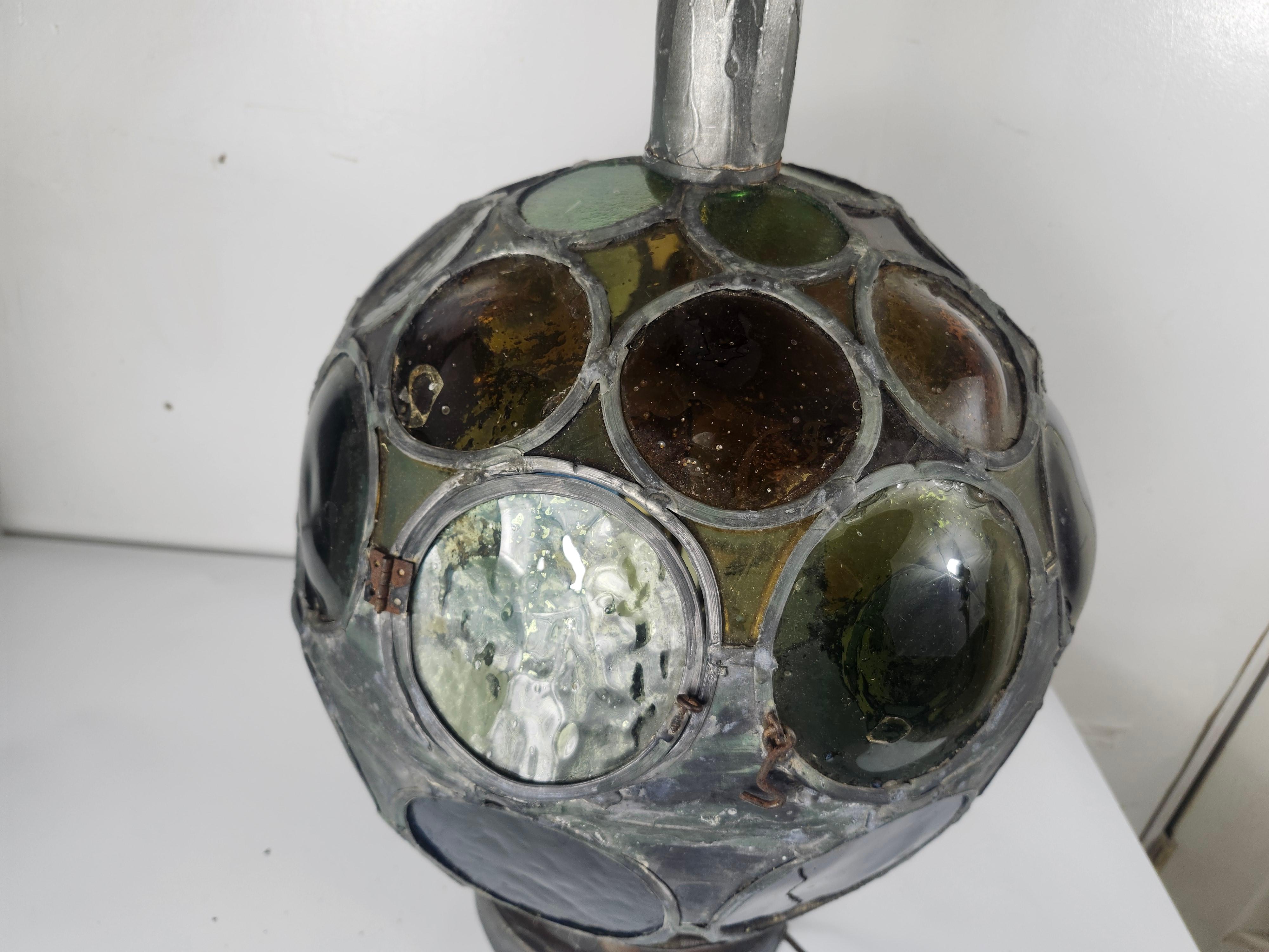 Lampe de table sculpturale brutaliste mi-siècle moderne avec verre architectural C1960 en vente 5
