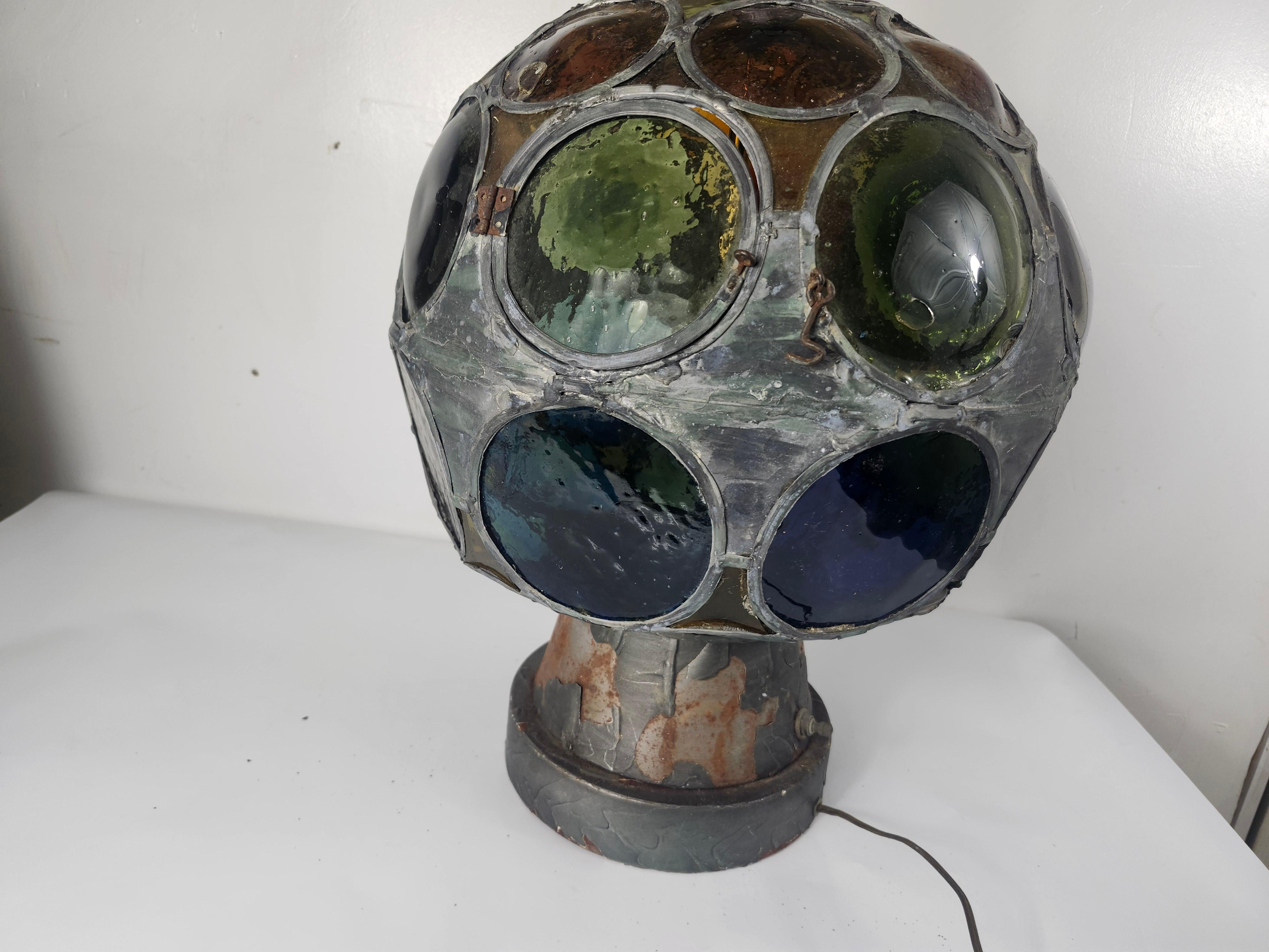 Lampe de table sculpturale brutaliste mi-siècle moderne avec verre architectural C1960 en vente 6