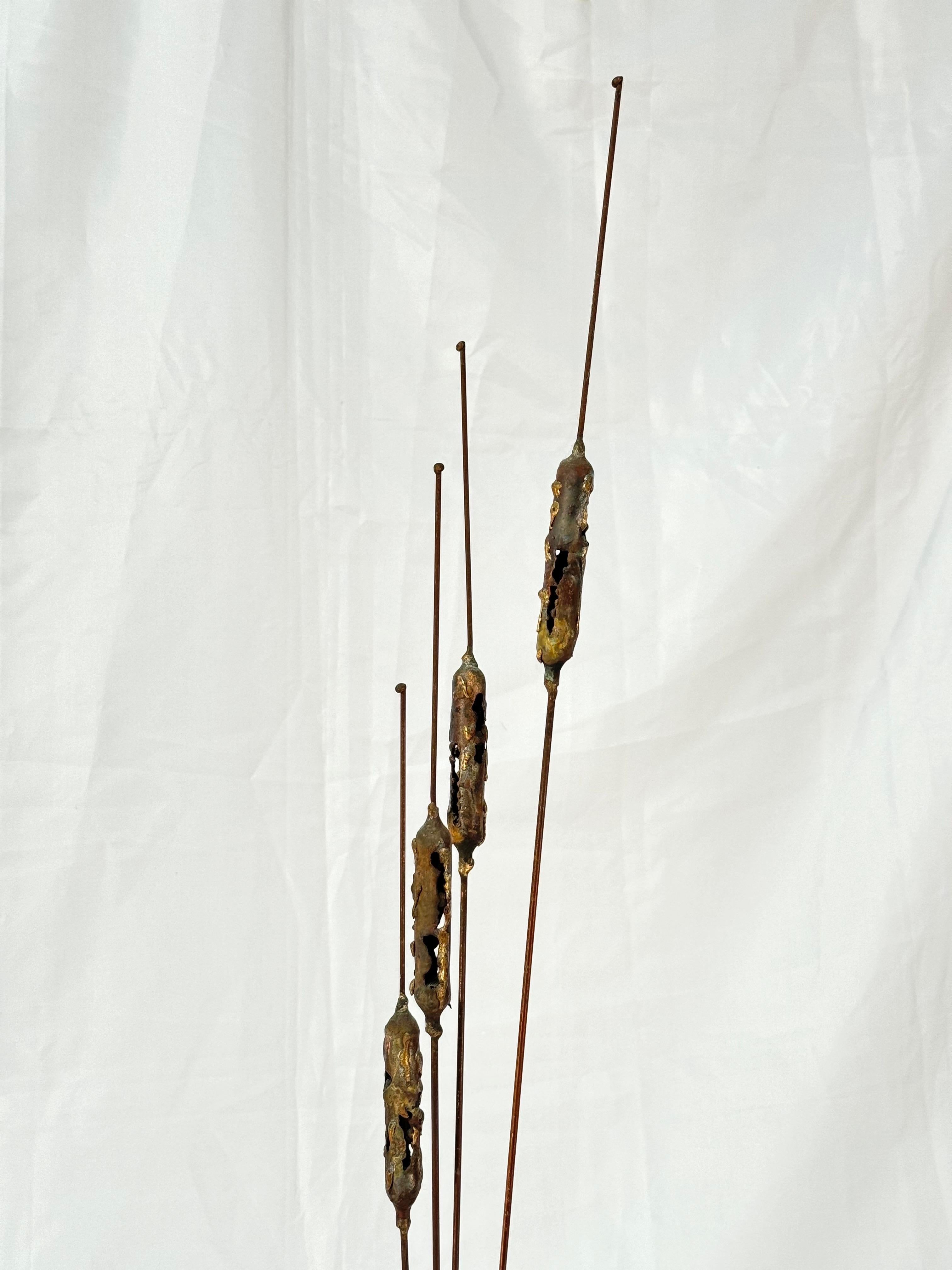 Mid Century Modern Brutalist Sculpture of a Cattails In Good Condition For Sale In Redding, CT