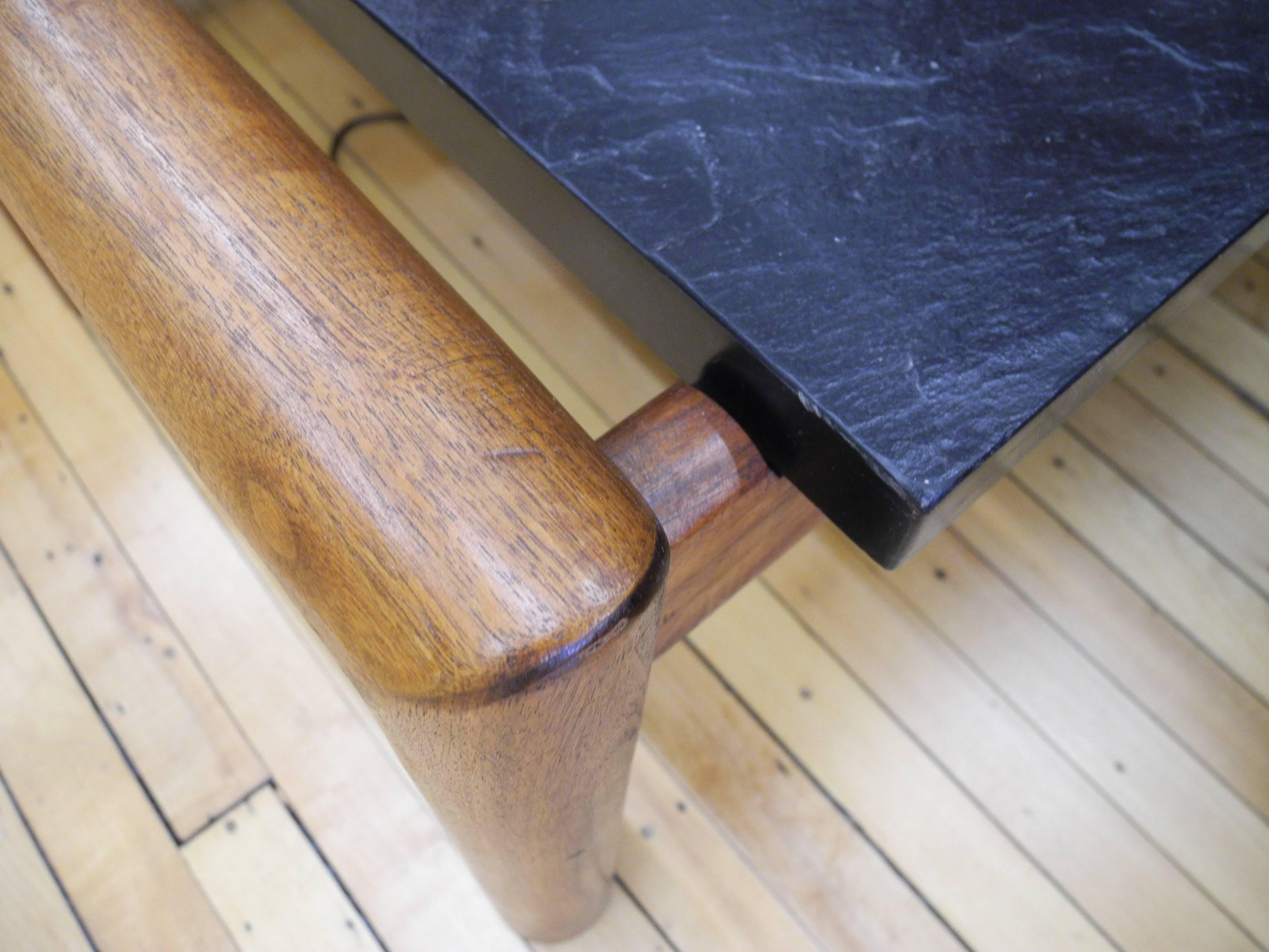 Mid-Century Modern Brutalist Slate and Walnut Coffee Table by Adrian Pearsall For Sale 1