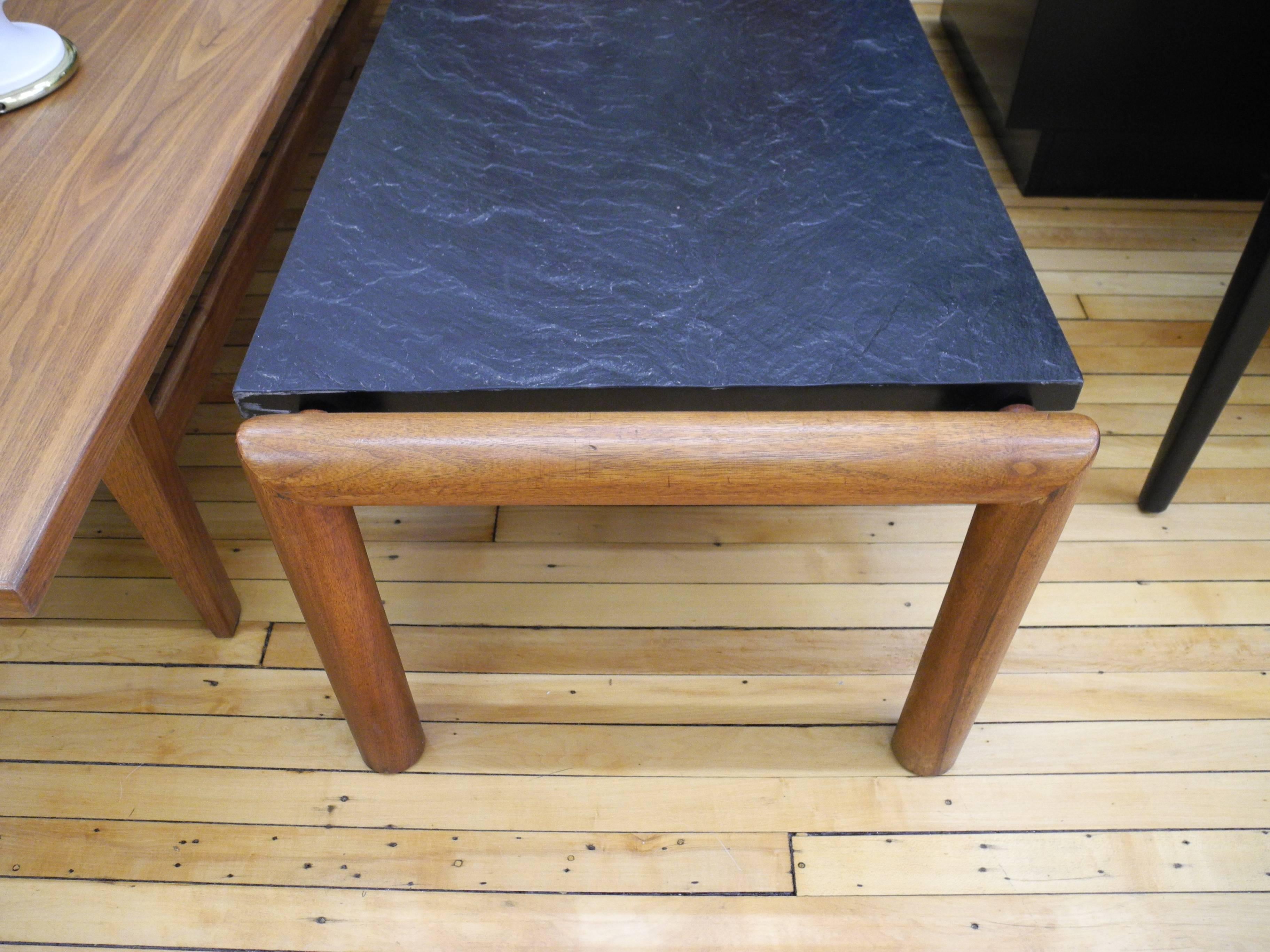 Mid-Century Modern Brutalist Slate and Walnut Coffee Table by Adrian Pearsall For Sale 4