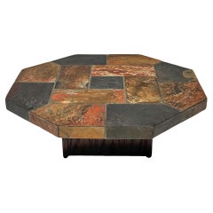Table basse brutaliste mi-siècle moderne en pierre de ardoise, années 1960