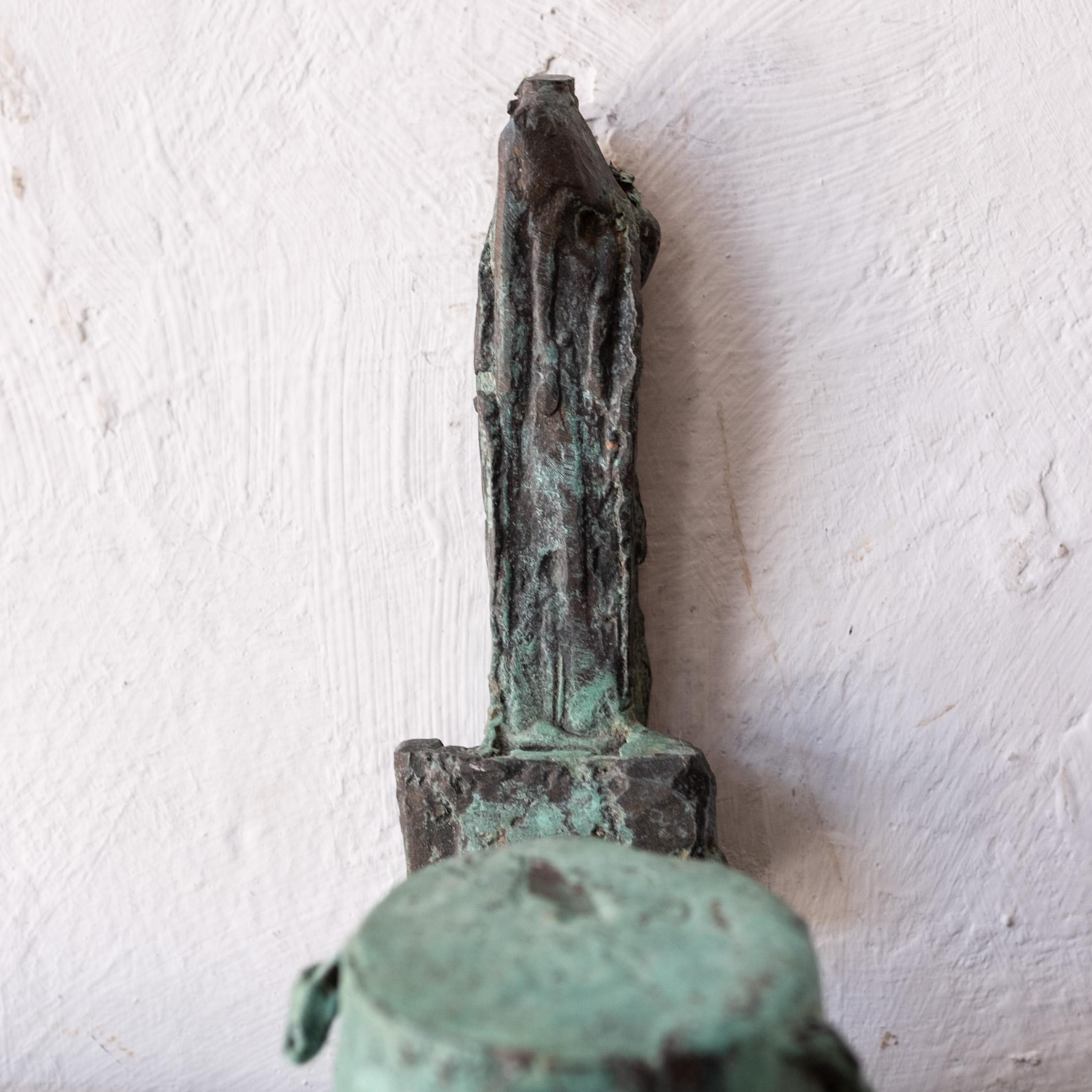 Mid Century Modern Brutalist Solid Bronze Crucifix Sculpture 1960s In Good Condition For Sale In San Diego, CA