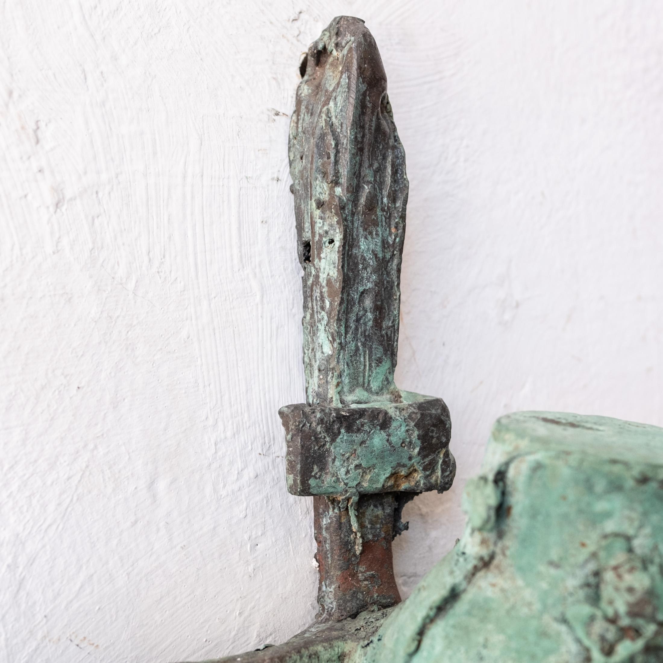 Mid Century Modern Brutalist Solid Bronze Crucifix Sculpture 1960s For Sale 3