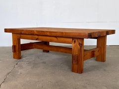 Mid Century Modern, Brutalist Solid Pomeranian Pine Coffee Table, Denmark, 1970s