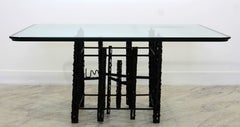 Mid-Century Modern Brutalist Square Coffee Table Glass Paul Evans Style, 1960s