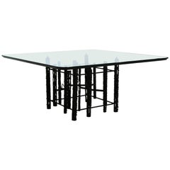Mid-Century Modern Brutalist Square Coffee Table Glass Paul Evans Style, 1960s