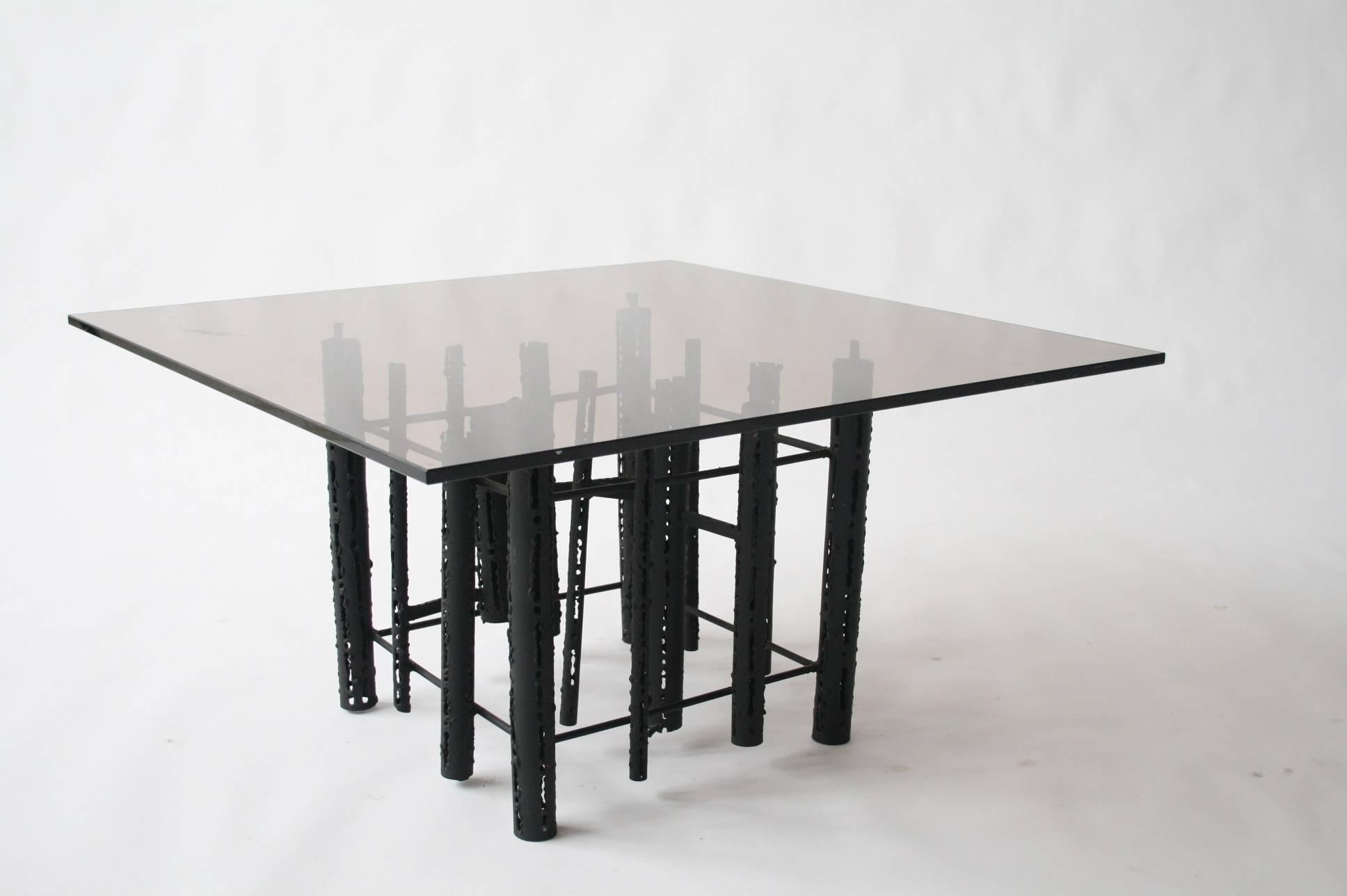 Mid-Century Modern Brutalist Square Coffee Table Paul Evans Style, 1960s In Excellent Condition In Chicago, IL