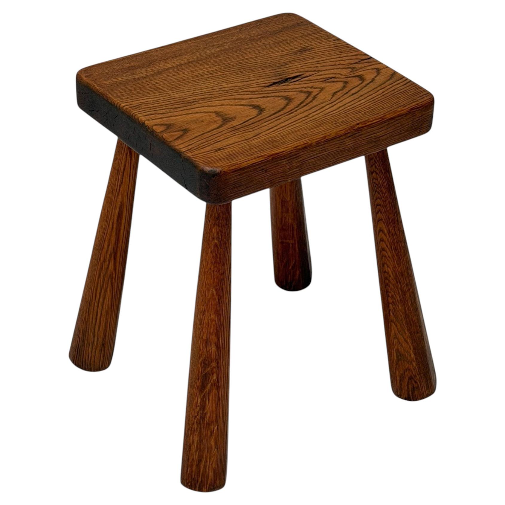 Brutalist Stool in Solid Oak, Dutch Design, Mid-Century, 1960s