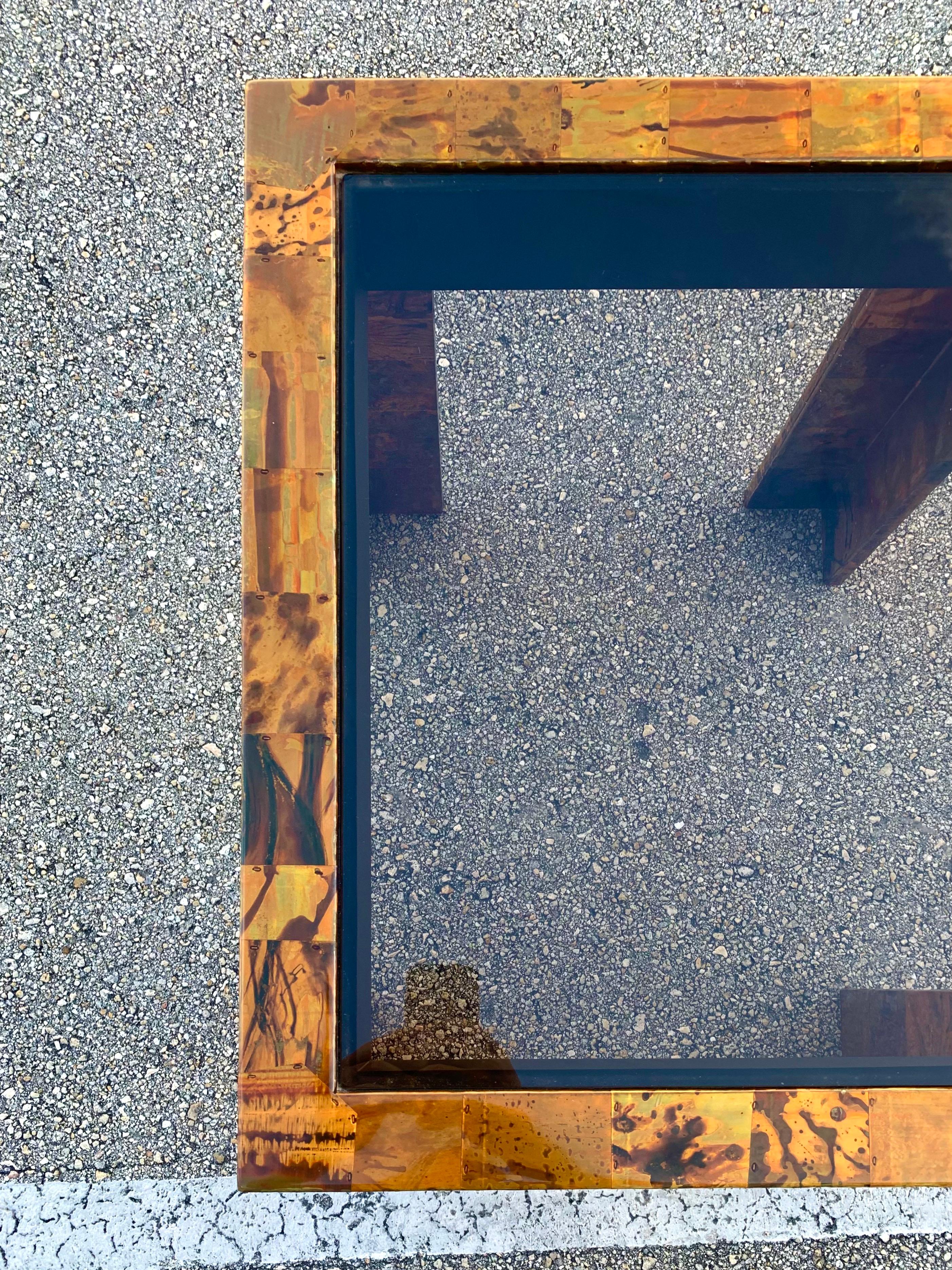 Unknown Mid-Century Modern, Brutalist, Studio Made Copper and Brass Accent Table For Sale