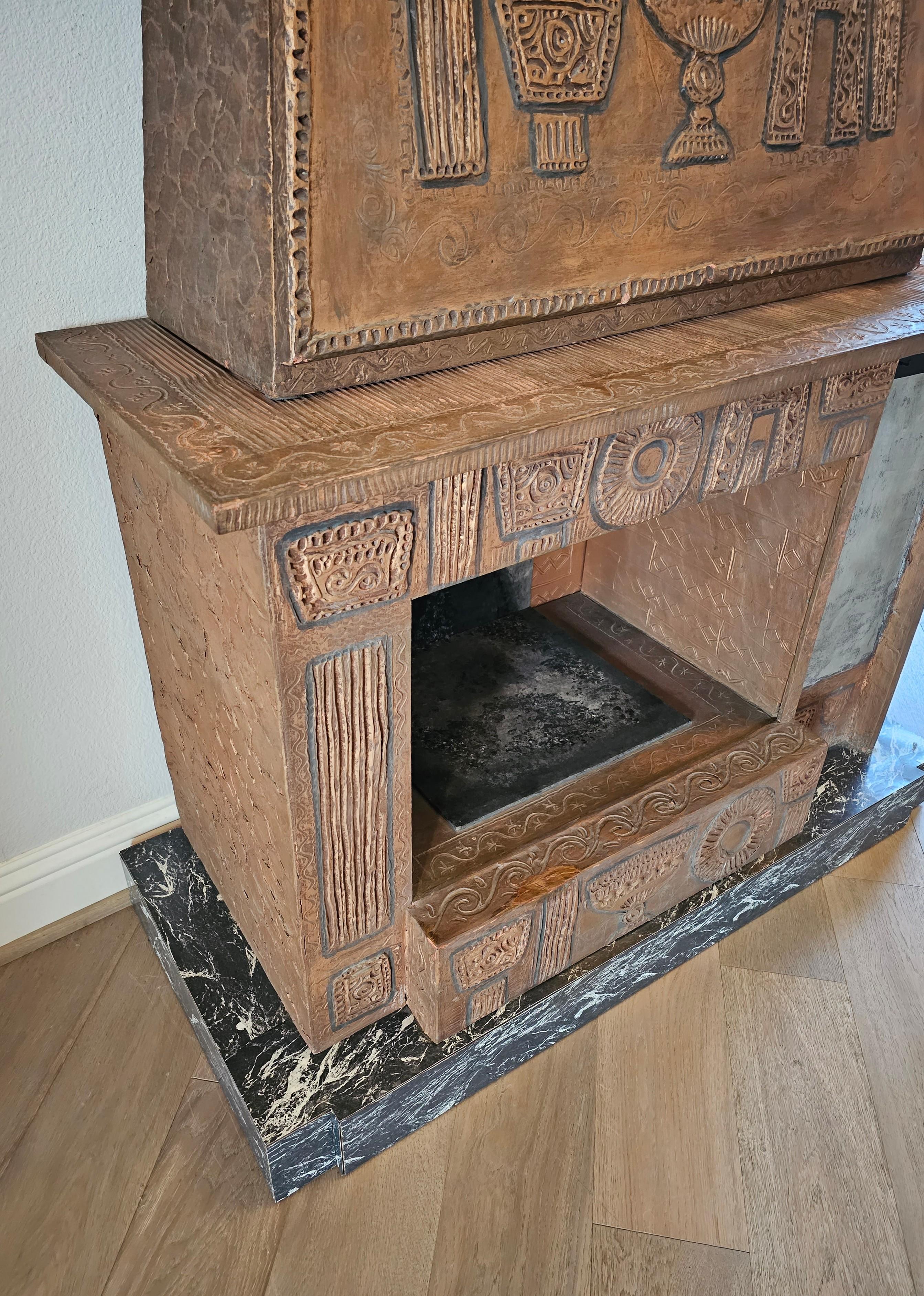 Mid-Century Modern Brutalist Style Fireplace Bar Cabinet  For Sale 3