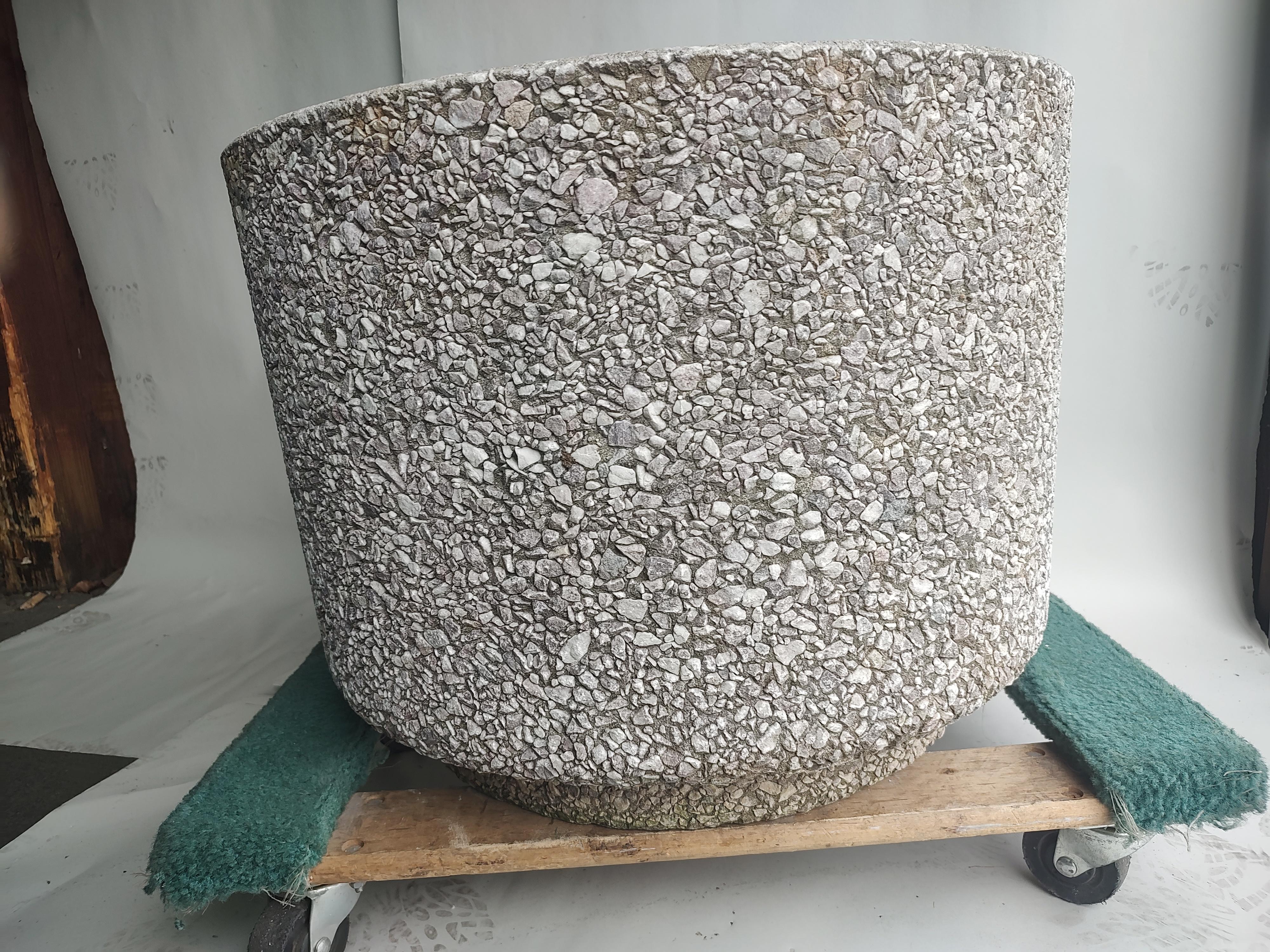 Mid-Century Modern Brutalist Style Large Stone Pebbled Cast Planter 3 Available 3