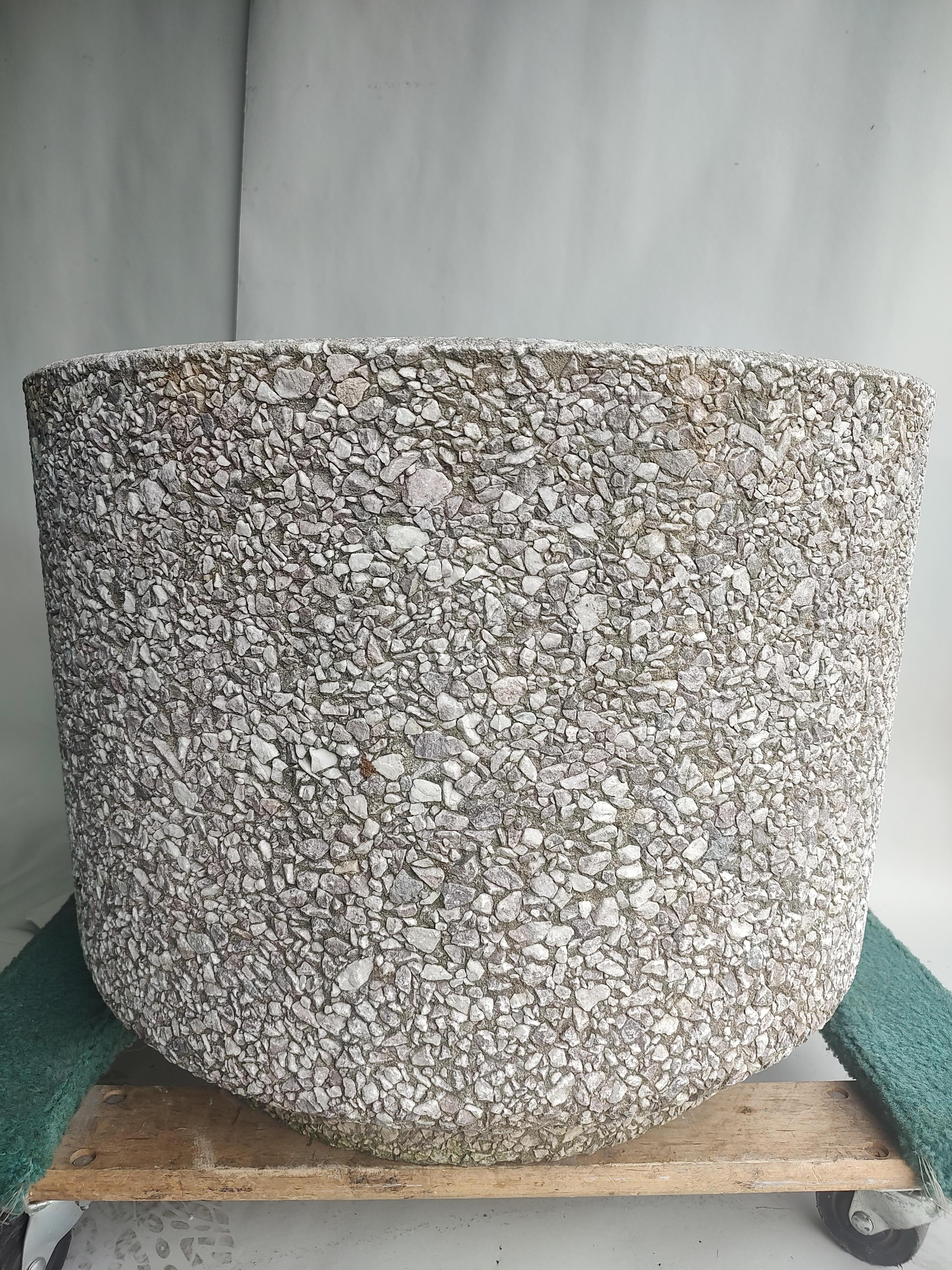 Cast Stone Mid-Century Modern Brutalist Style Large Stone Pebbled Cast Planter 3 Available
