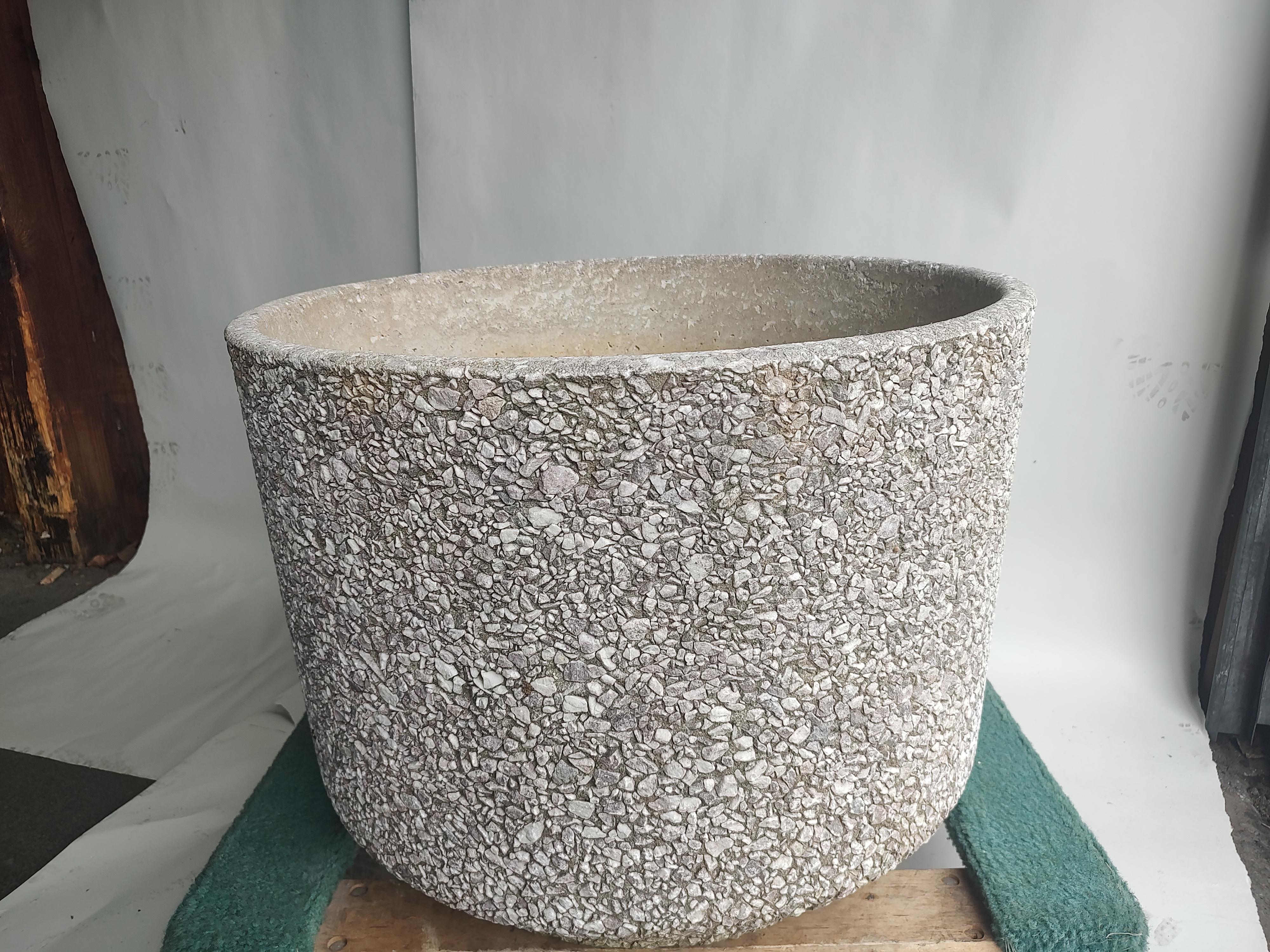 Mid-Century Modern Brutalist Style Large Stone Pebbled Cast Planter 3 Available 2