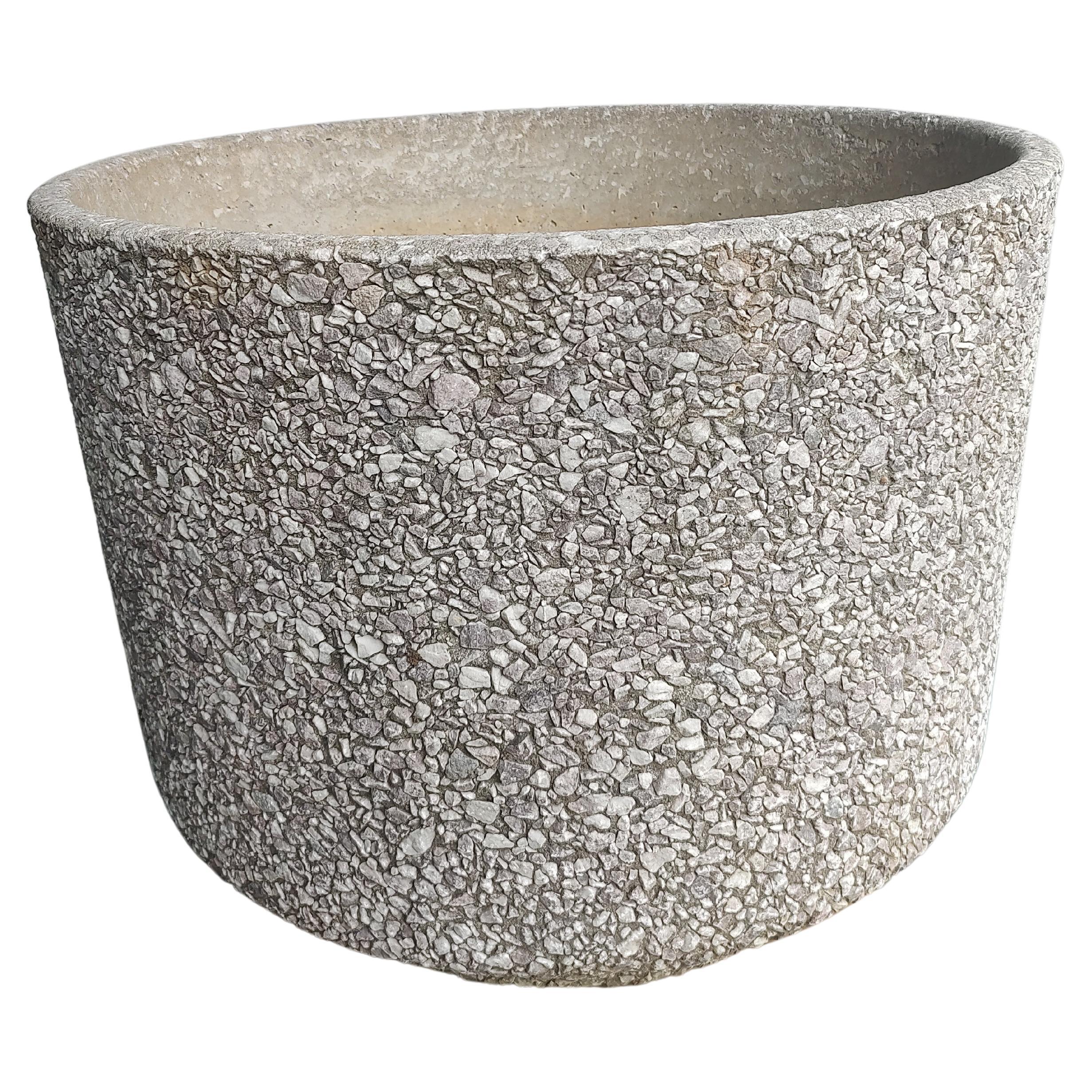 Mid-Century Modern Brutalist Style Large Stone Pebbled Cast Planter 3 Available