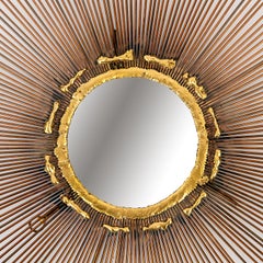 Mid-Century Modern Brutalist Sunburst Mirror, circa 1970