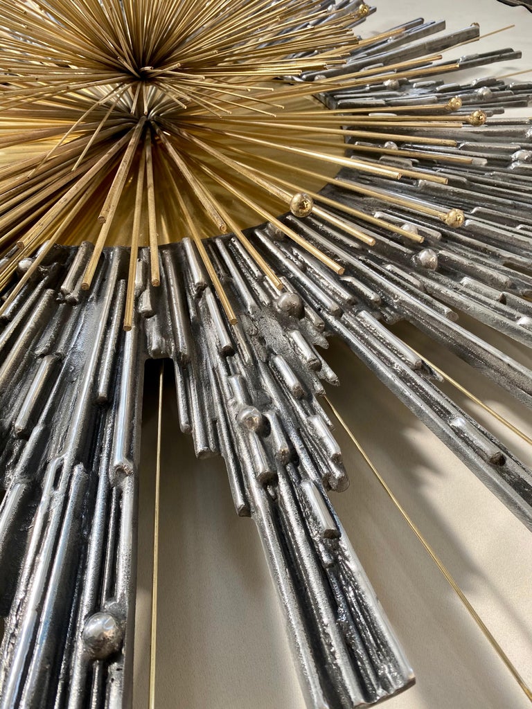 Mid-Century Modern Brutalist Sunburst Sputnik Wall Art Sculpture