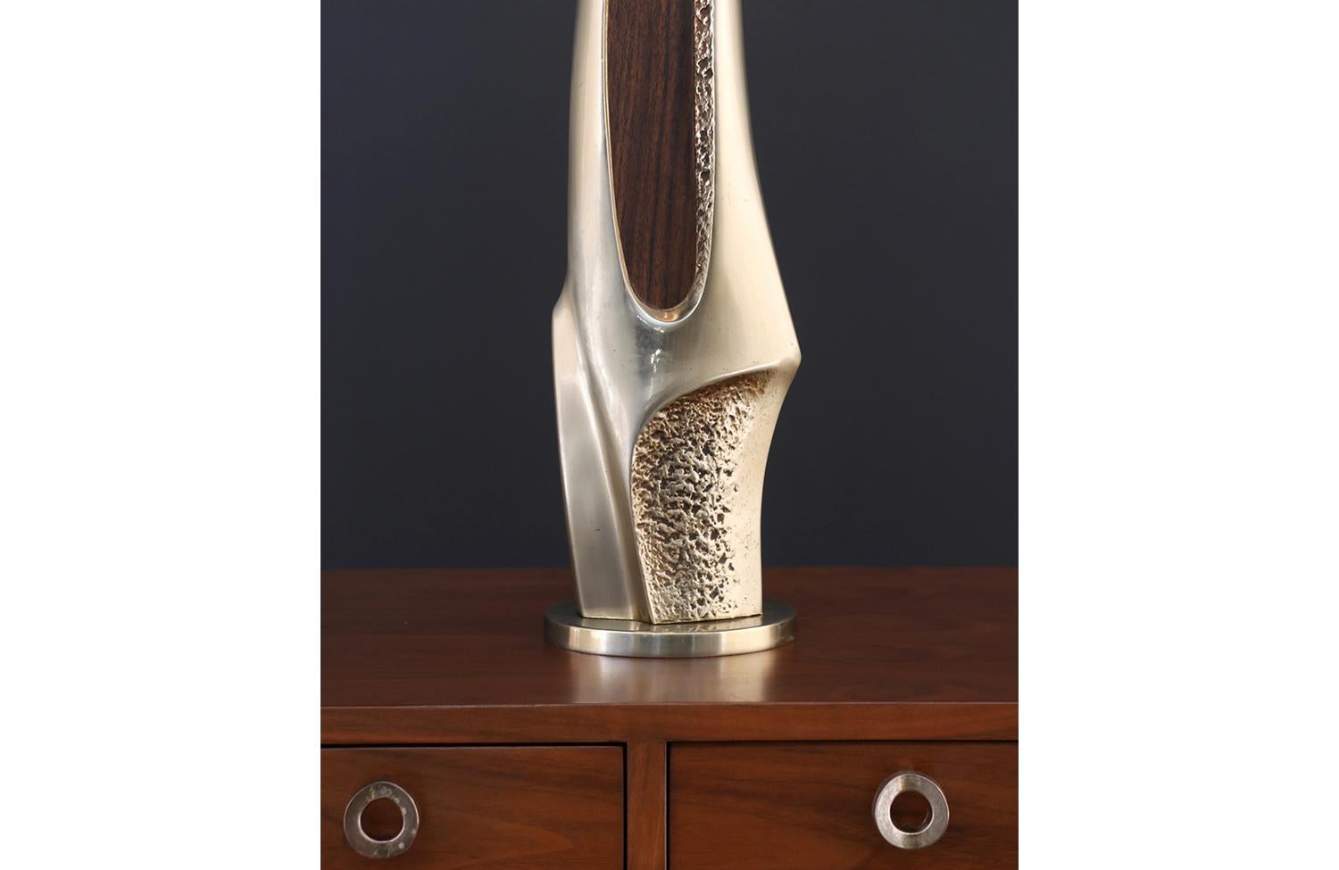Metal Mid-Century Modern Brutalist Table Lamp by Laurel For Sale