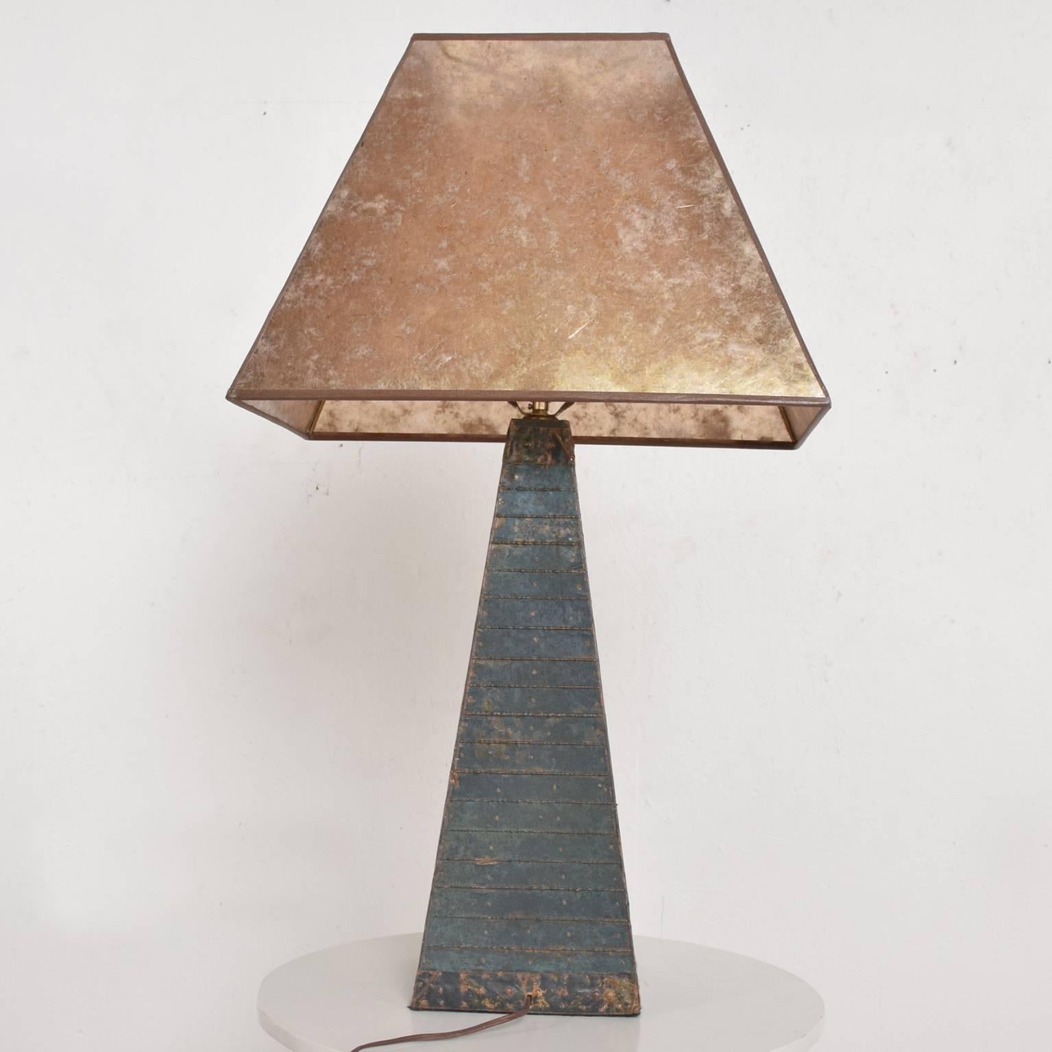 Patinated Mid-Century Modern Brutalist Table Lamp