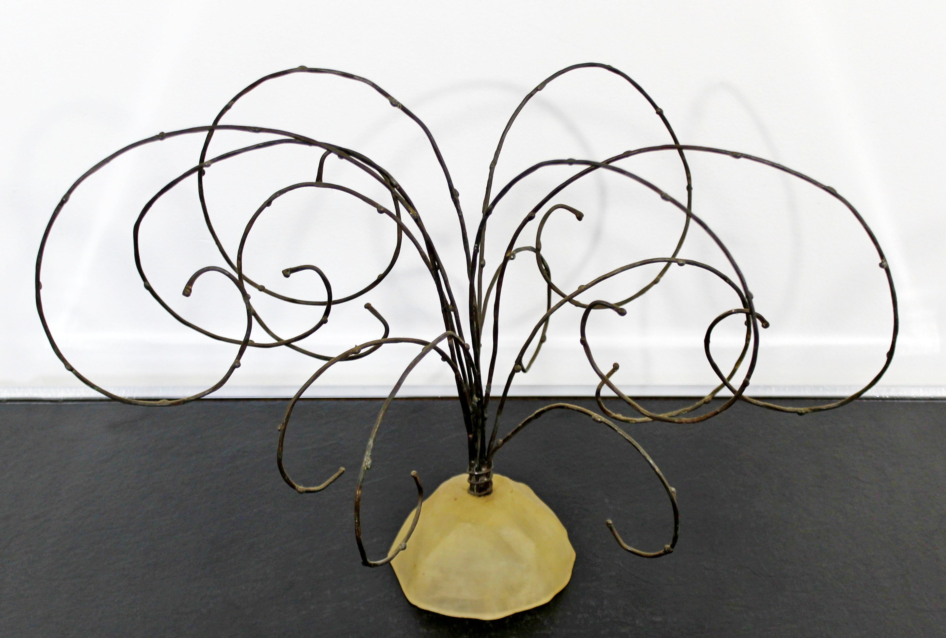 For your consideration is a beautiful, Brutalist, abstracted tree, threaded metal wire table sculpture on an acrylic base, circa 1960s. In excellent vintage condition. The dimensions are 18
