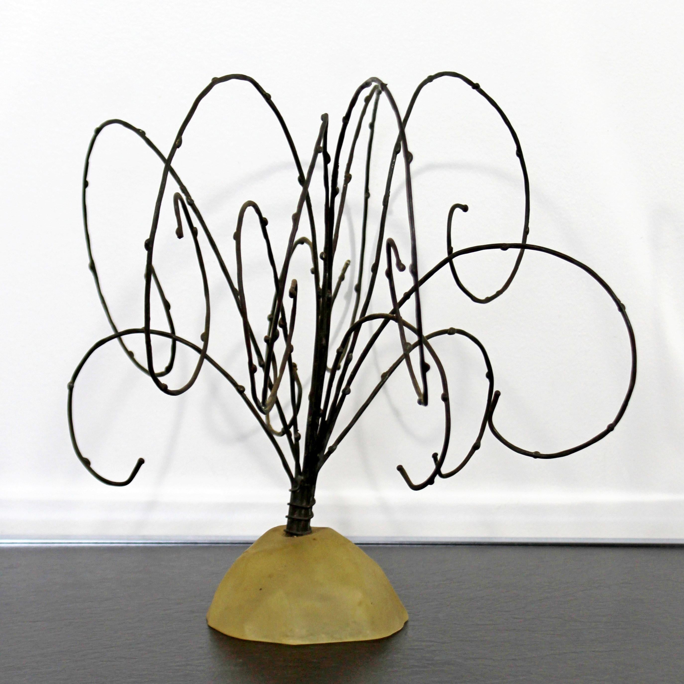 American Mid-Century Modern Brutalist Threaded Metal Wire Tree Table Sculpture, 1960s