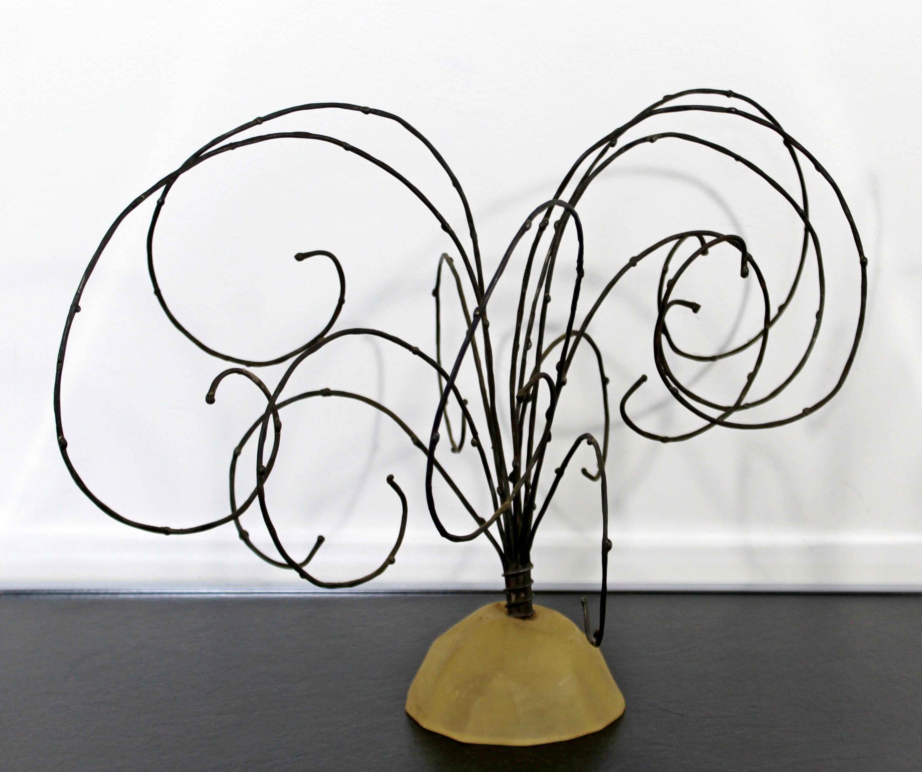 Mid-20th Century Mid-Century Modern Brutalist Threaded Metal Wire Tree Table Sculpture, 1960s
